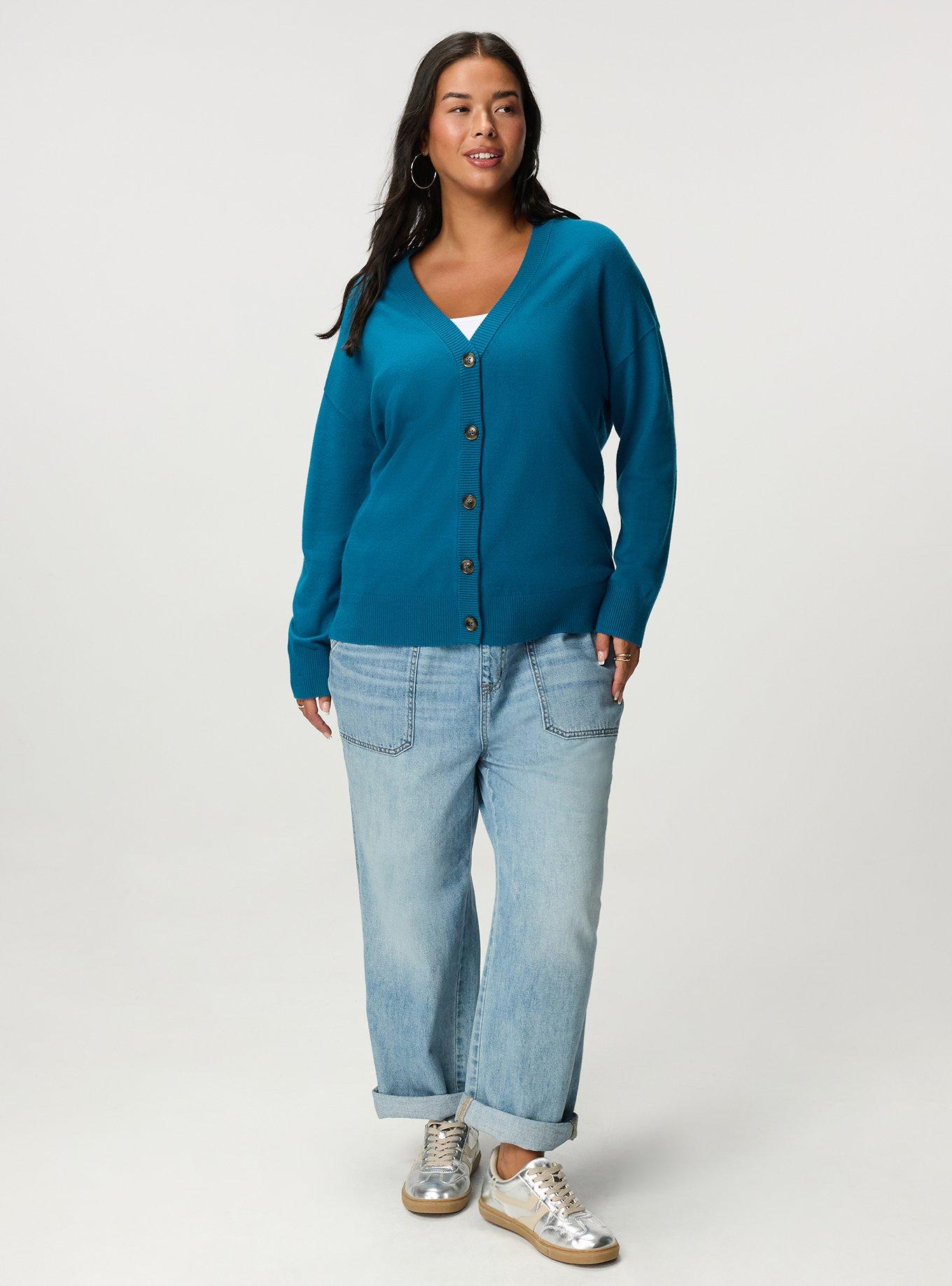 Everyday Soft Drop Shoulder V-Neck Cardigan, LYONS BLUE, alternate