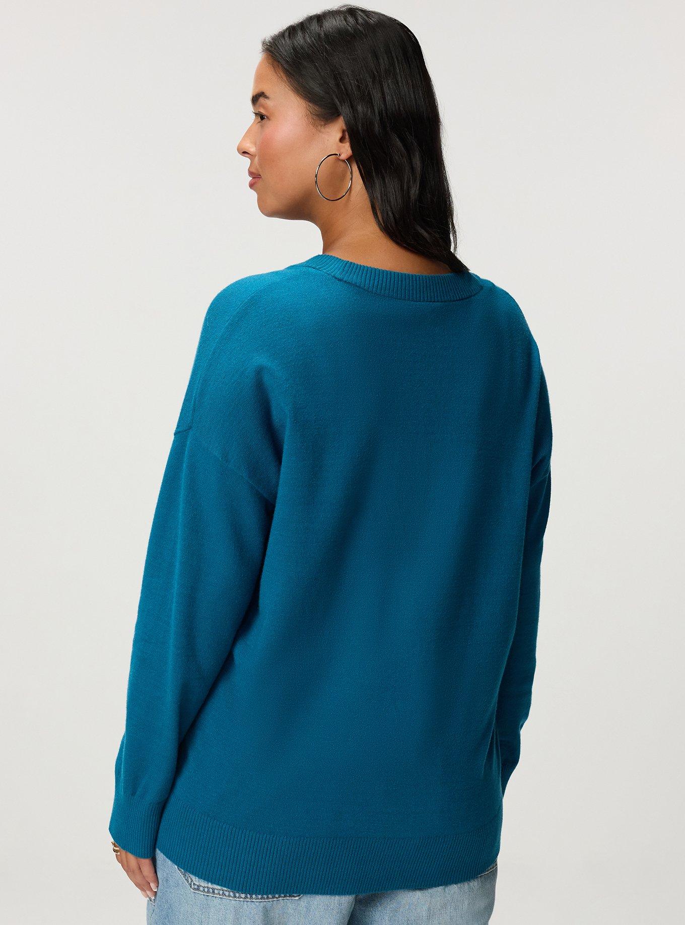 Everyday Soft Drop Shoulder V-Neck Cardigan, LYONS BLUE, alternate