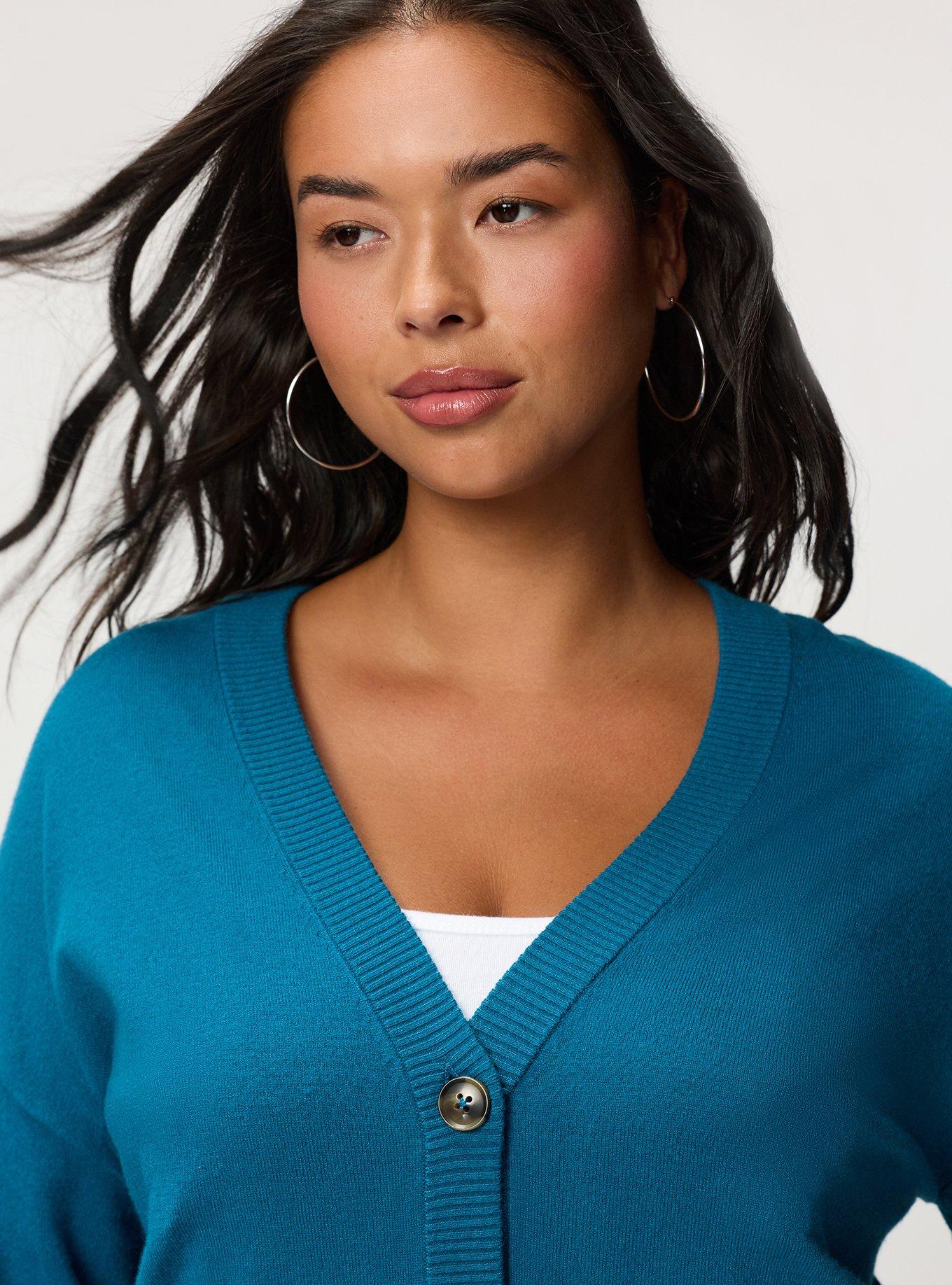 Everyday Soft Drop Shoulder V-Neck Cardigan, LYONS BLUE, alternate