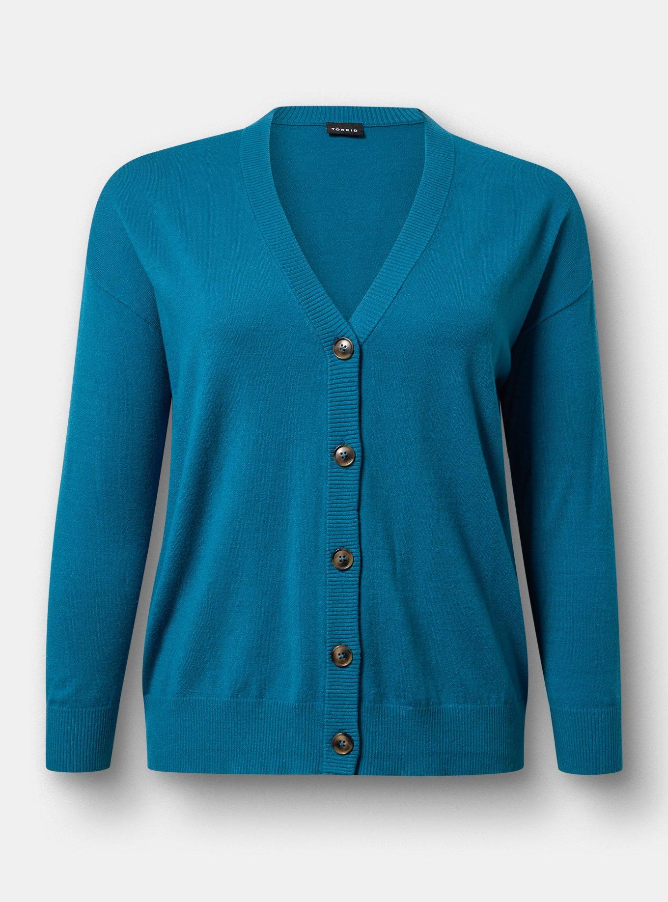 Everyday Soft Drop Shoulder V-Neck Cardigan, LYONS BLUE, hi-res
