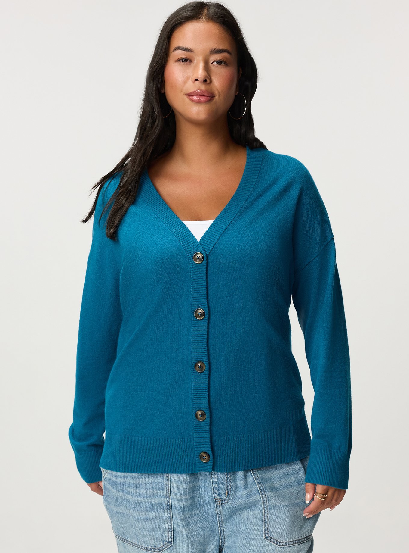 Everyday Soft Drop Shoulder V-Neck Cardigan