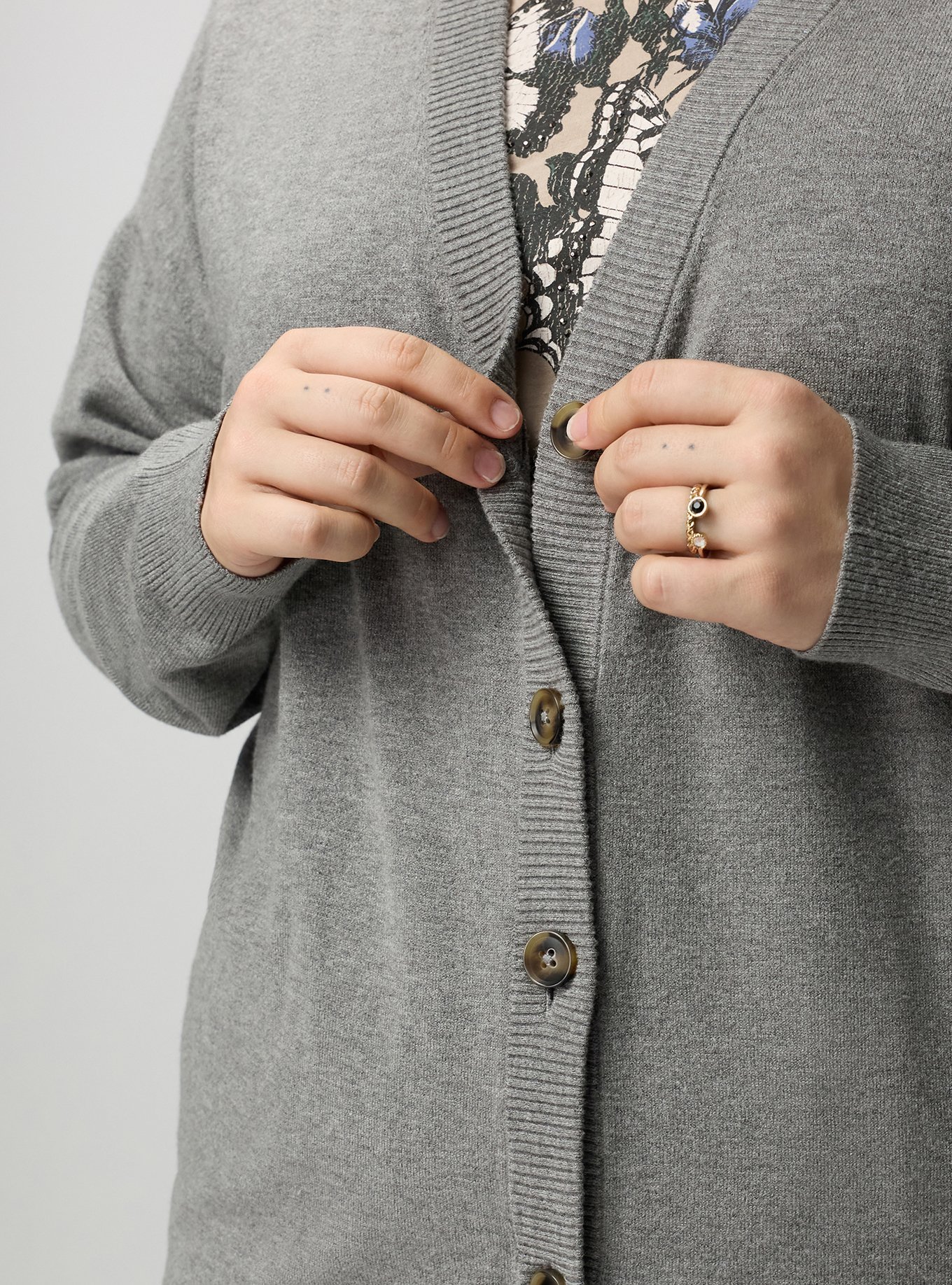 Everyday Soft Drop Shoulder V-Neck Cardigan, MED HEATHER GREY, alternate