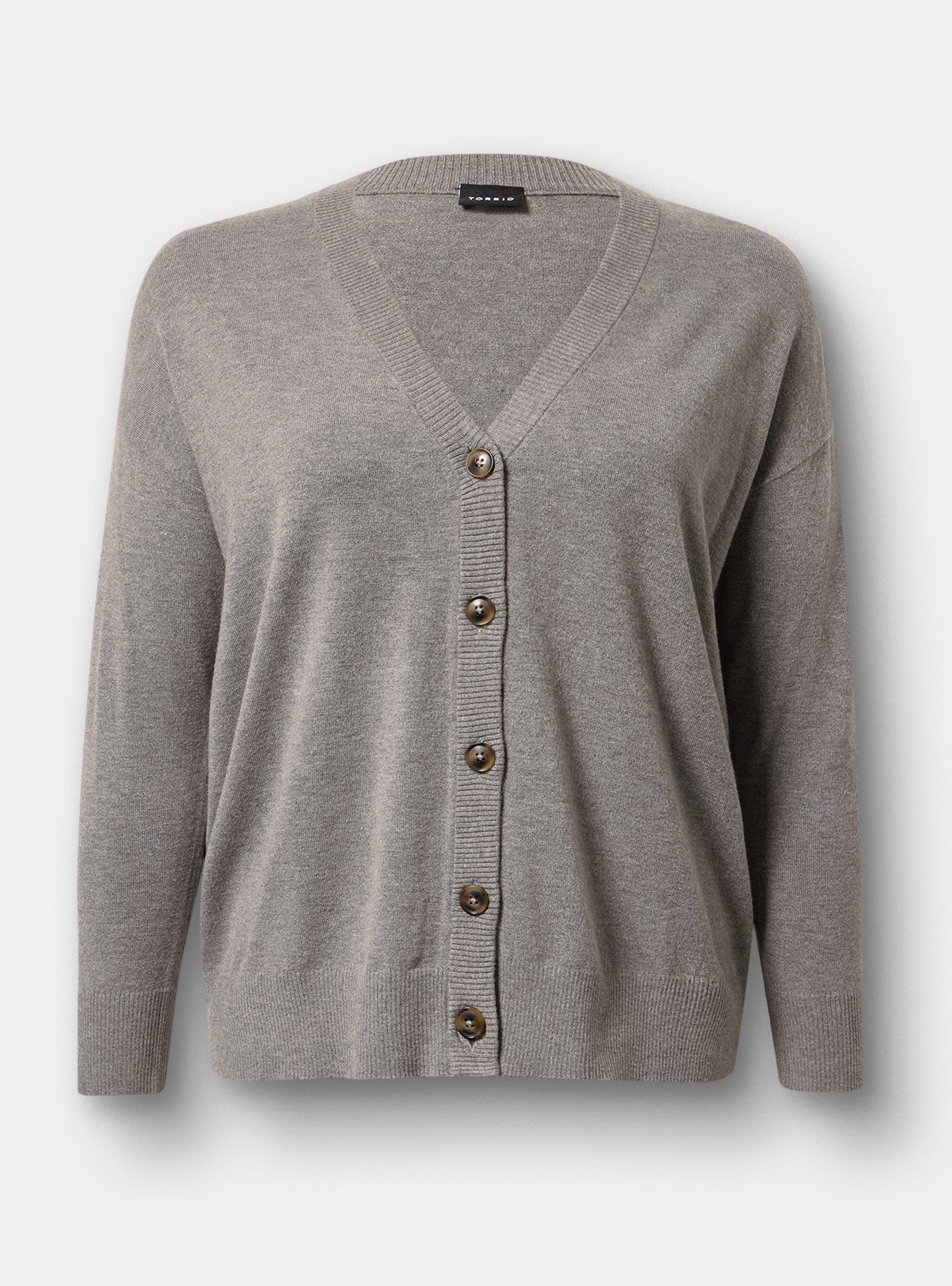 Everyday Soft Drop Shoulder V-Neck Cardigan, MED HEATHER GREY, hi-res