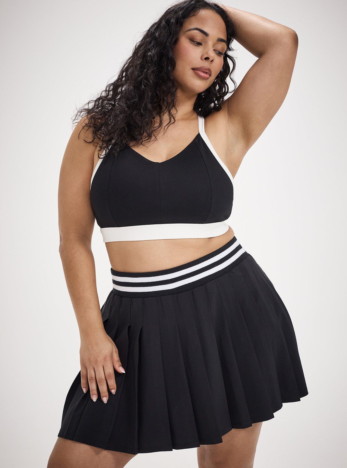TRU Stretch Woven Pleated Active Skirt With Bike Short, DEEP BLACK, alternate