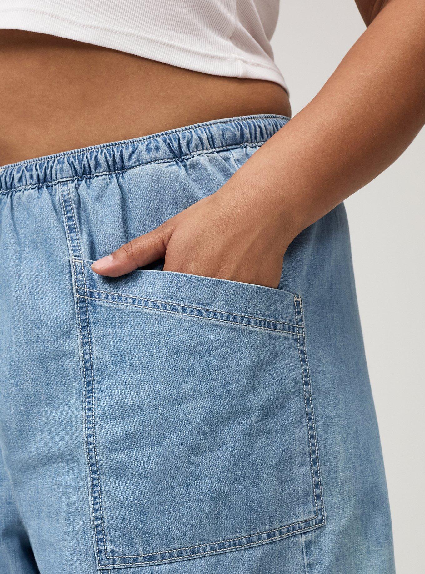 Plus Size 5'' Pull-On Lightweight Denim High-Rise Short, LIGHT WASH, alternate