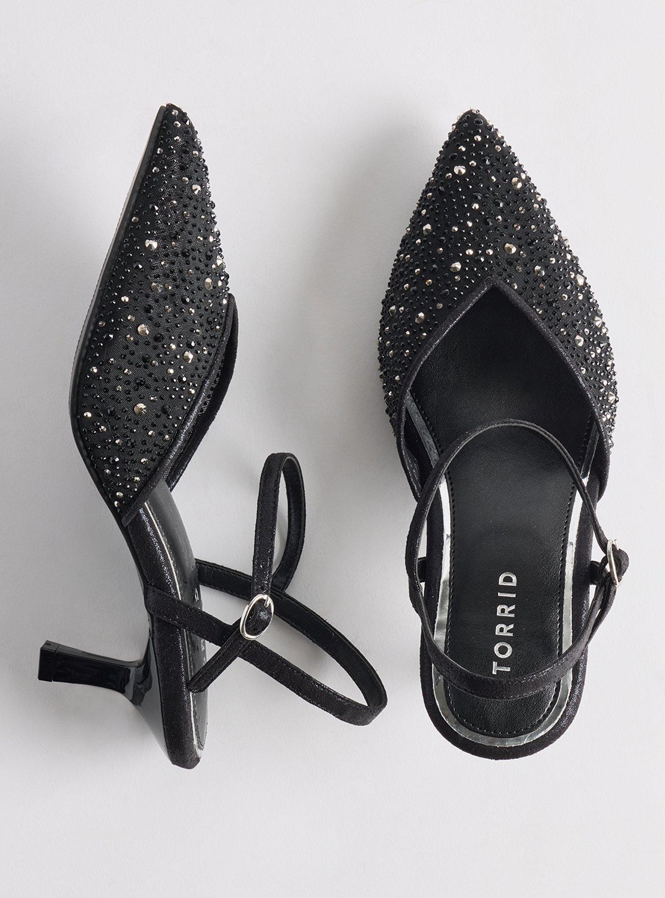 Pointed Toe Embellished Mule (WW), BLACK, hi-res