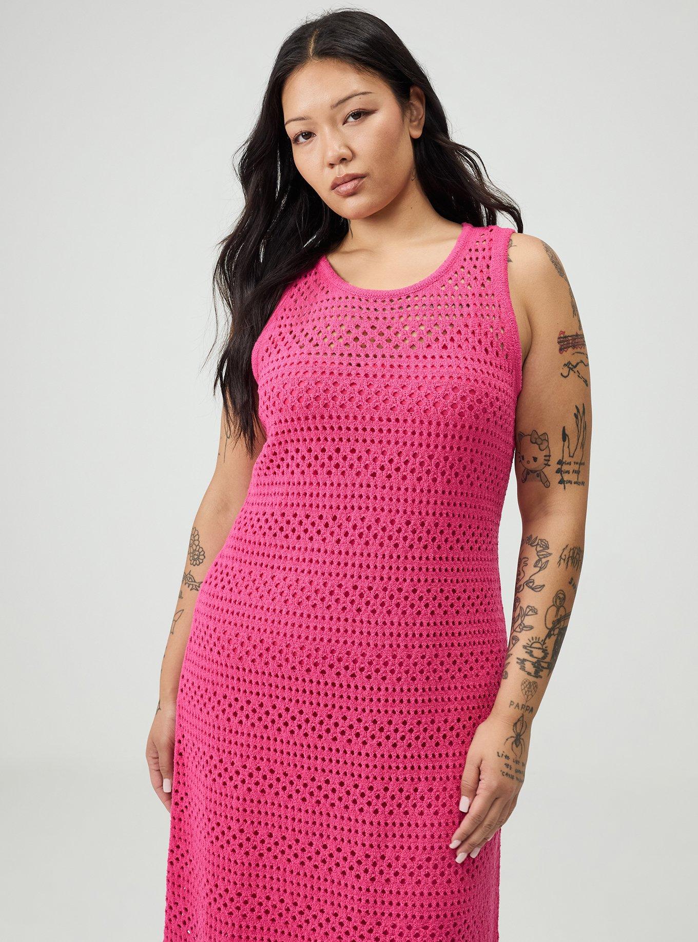 Open Stitch Midi Dress, BEETROOT PURPLE, alternate
