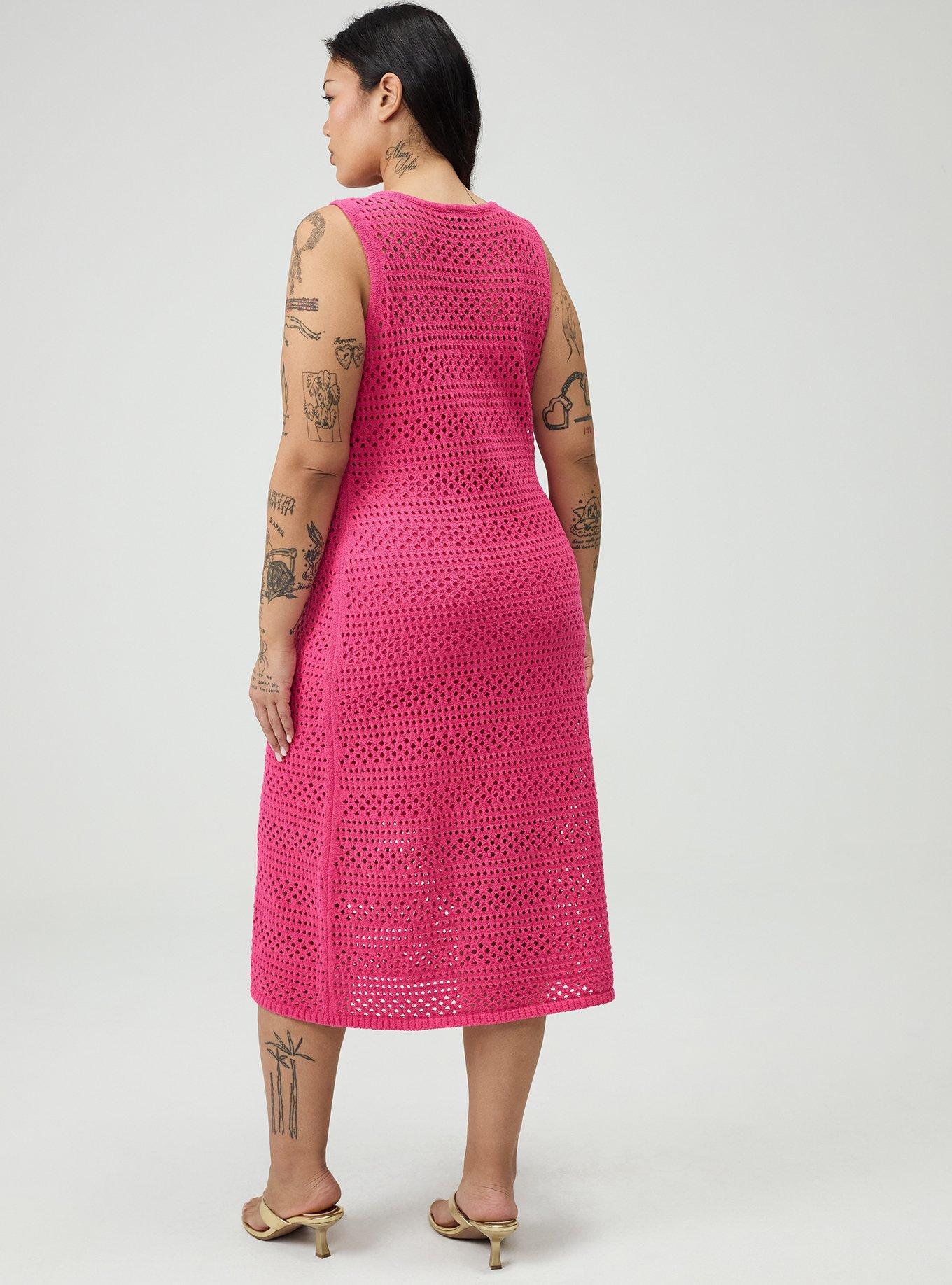 Open Stitch Midi Dress, BEETROOT PURPLE, alternate