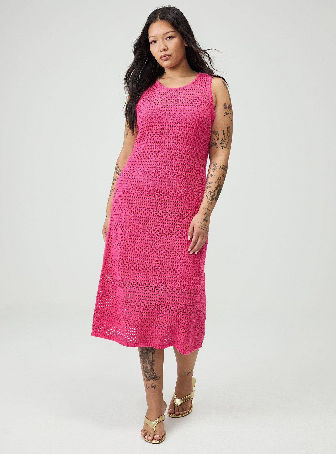 Open Stitch Midi Dress, BEETROOT PURPLE, alternate