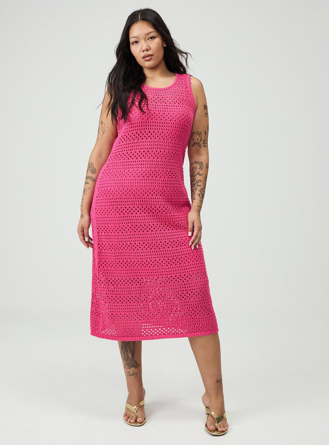 Open Stitch Midi Dress, BEETROOT PURPLE, hi-res