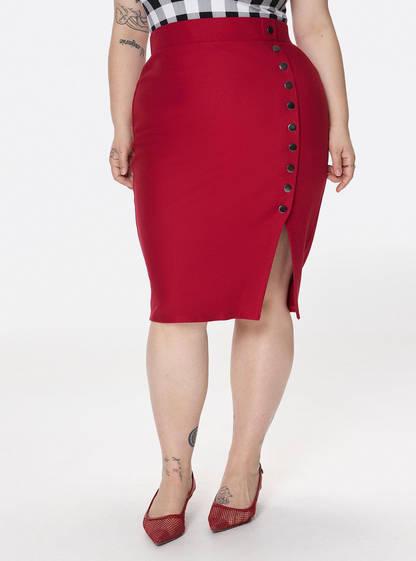 Retro Chic Ponte Pencil Skirt, JESTER RED, alternate