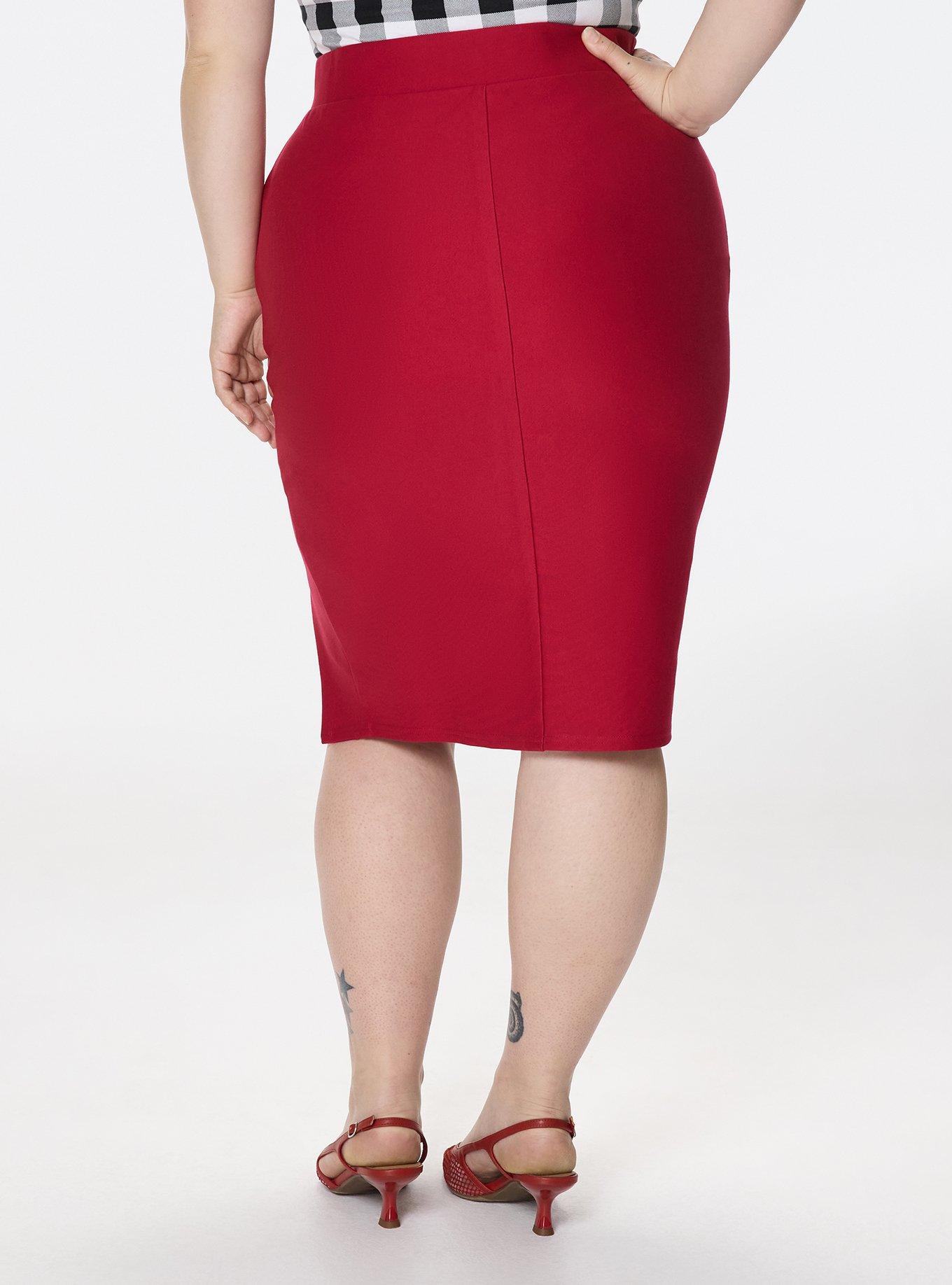 Retro Chic Ponte Pencil Skirt, JESTER RED, alternate