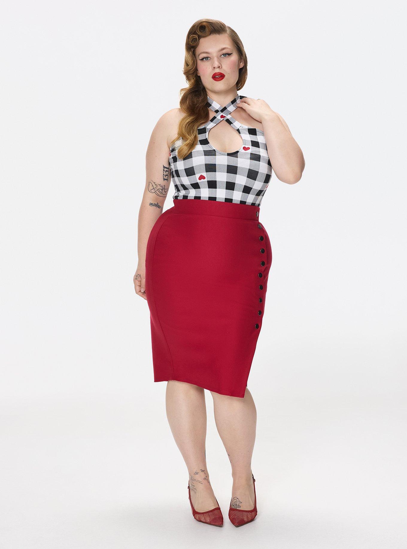Retro Chic Ponte Pencil Skirt, JESTER RED, hi-res