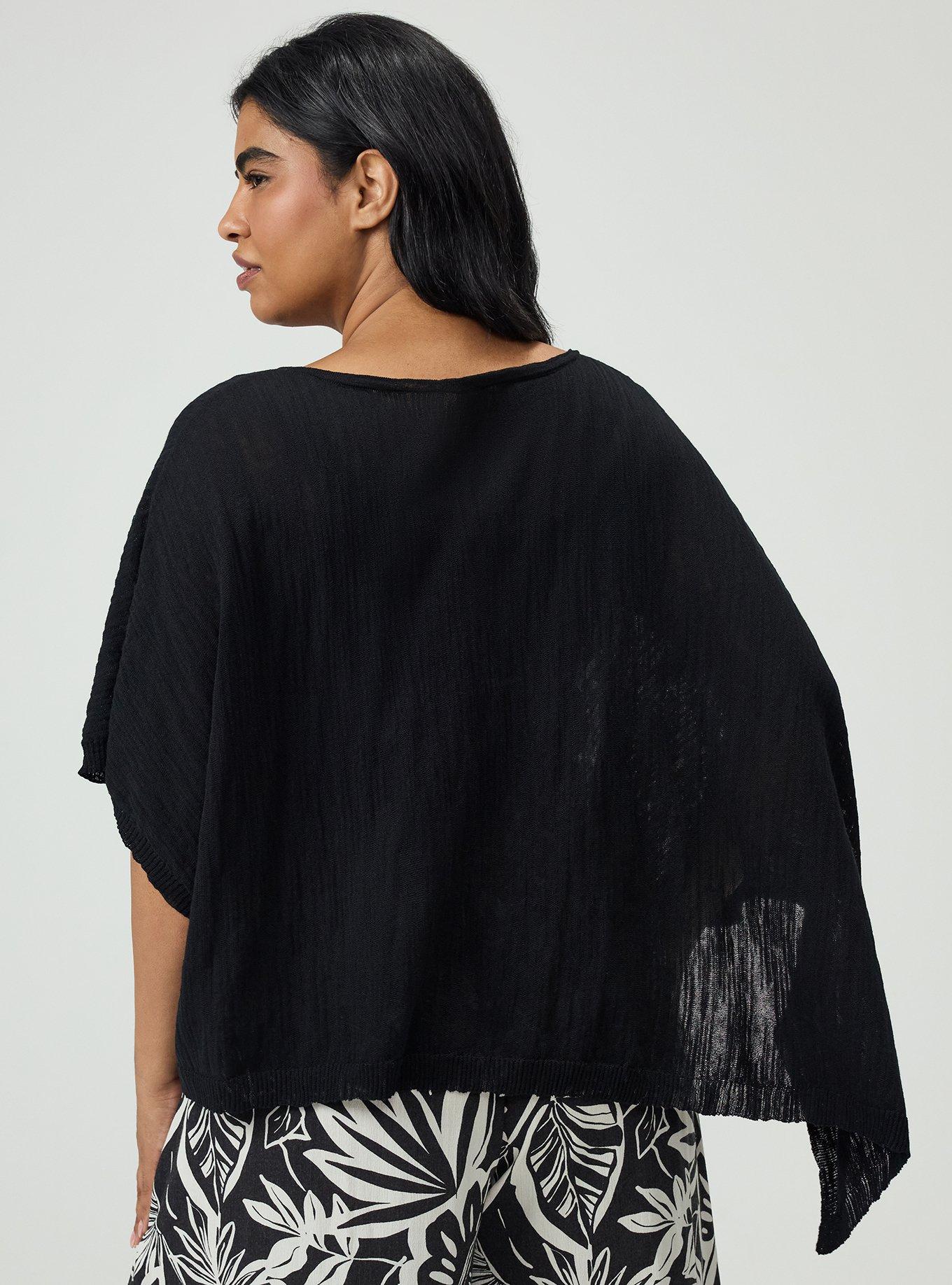 Slub Asymmetrical Sweater, DEEP BLACK, alternate