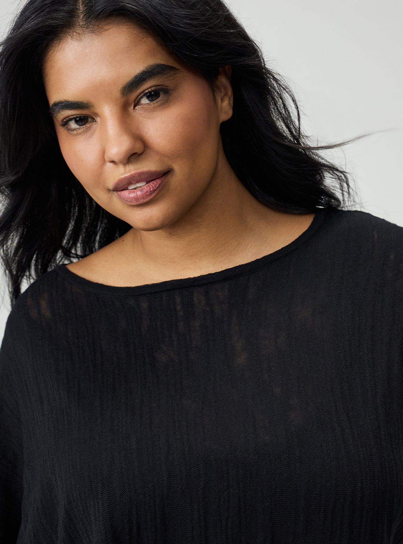 Slub Asymmetrical Sweater, DEEP BLACK, alternate