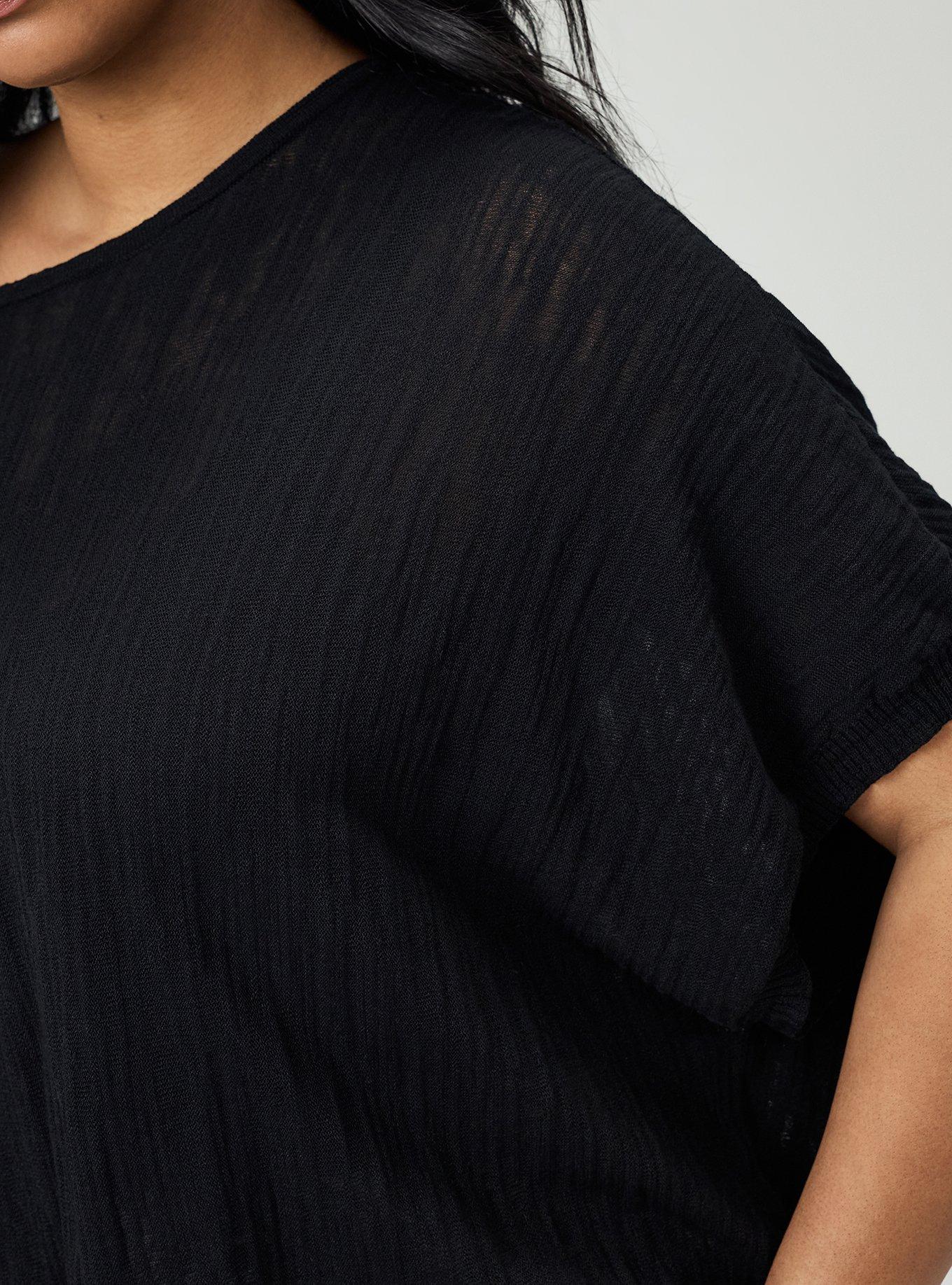 Slub Asymmetrical Sweater, DEEP BLACK, alternate