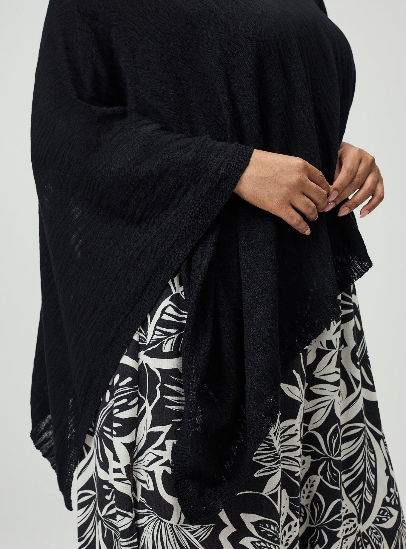 Slub Asymmetrical Sweater, DEEP BLACK, alternate