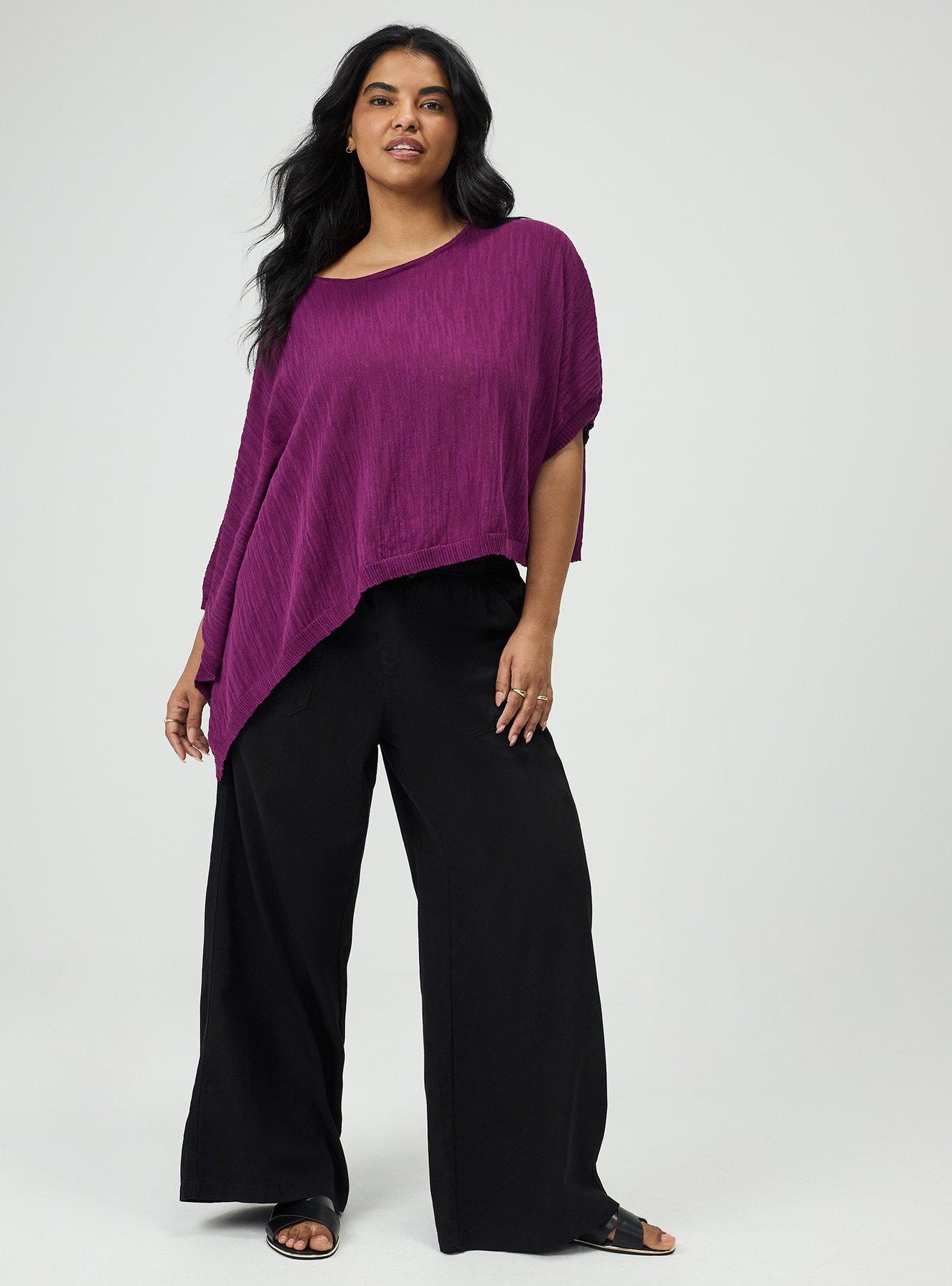 Slub Asymmetrical Sweater, PLUM CASPIA, alternate