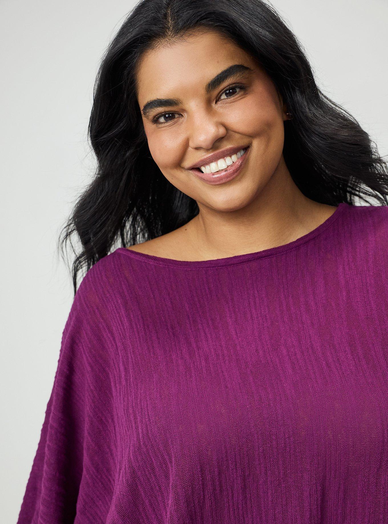 Slub Asymmetrical Sweater, PLUM CASPIA, alternate