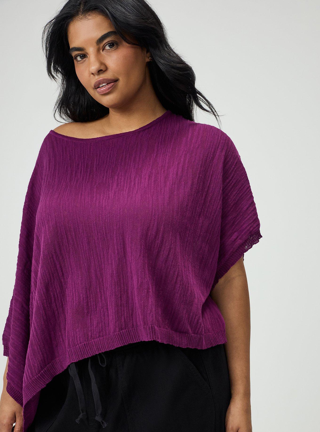 Slub Asymmetrical Sweater, PLUM CASPIA, alternate