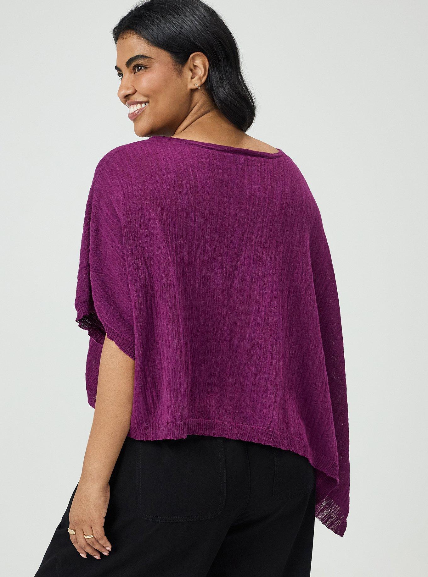 Slub Asymmetrical Sweater, PLUM CASPIA, alternate