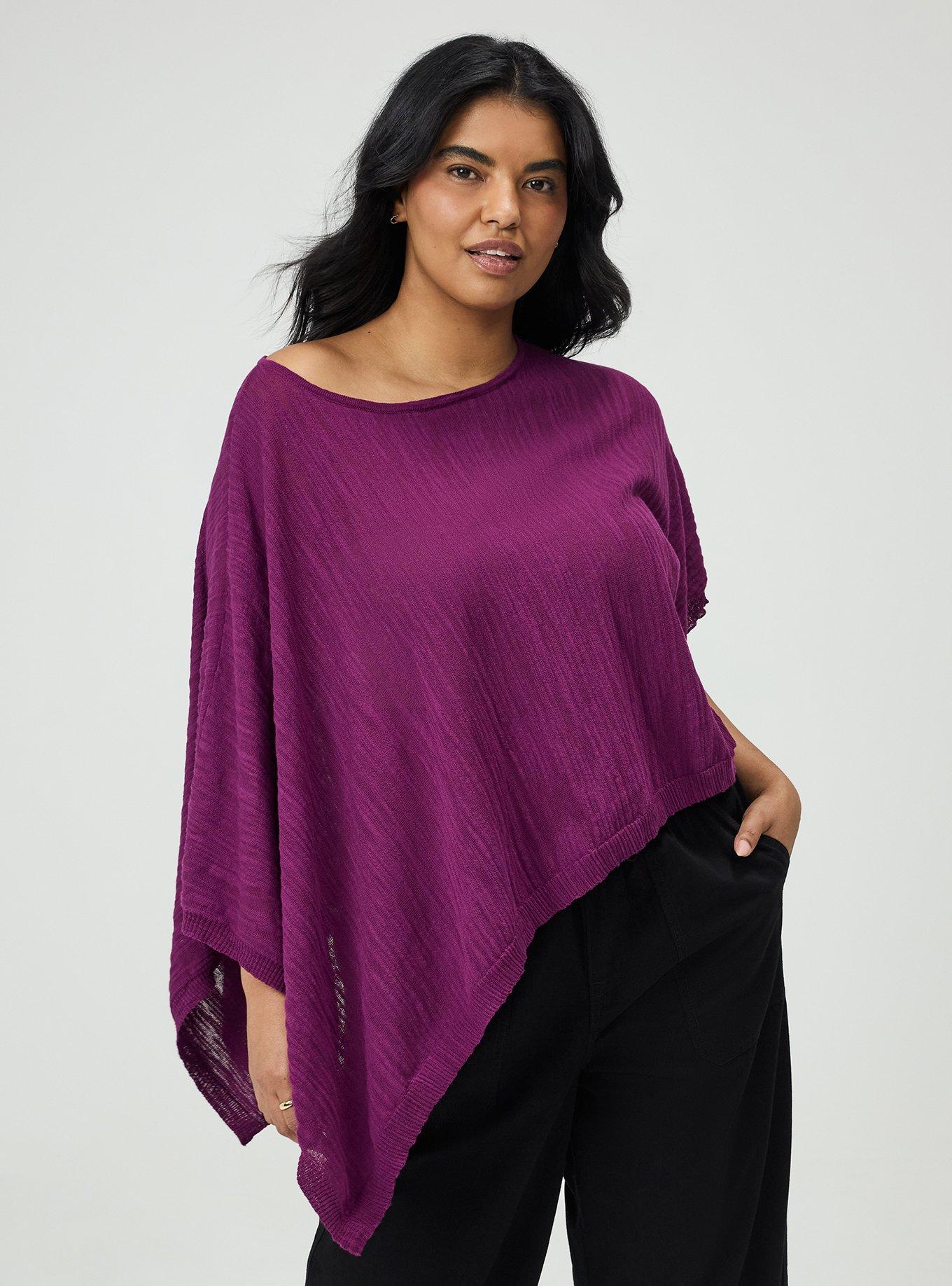 Slub Asymmetrical Sweater, PLUM CASPIA, alternate