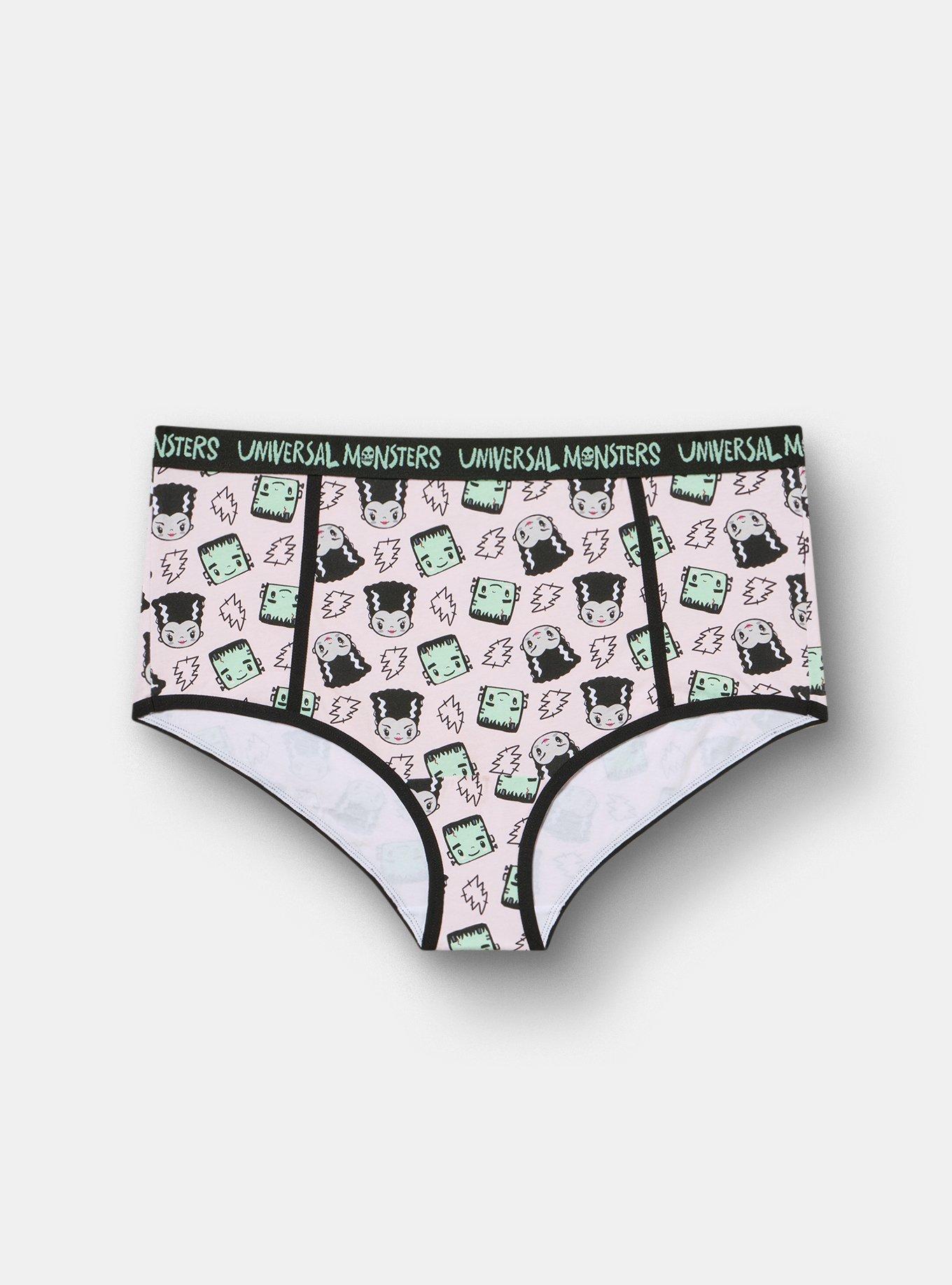Plus Size Monsters Mid-Rise Cotton Brief Panty, MULTI, hi-res