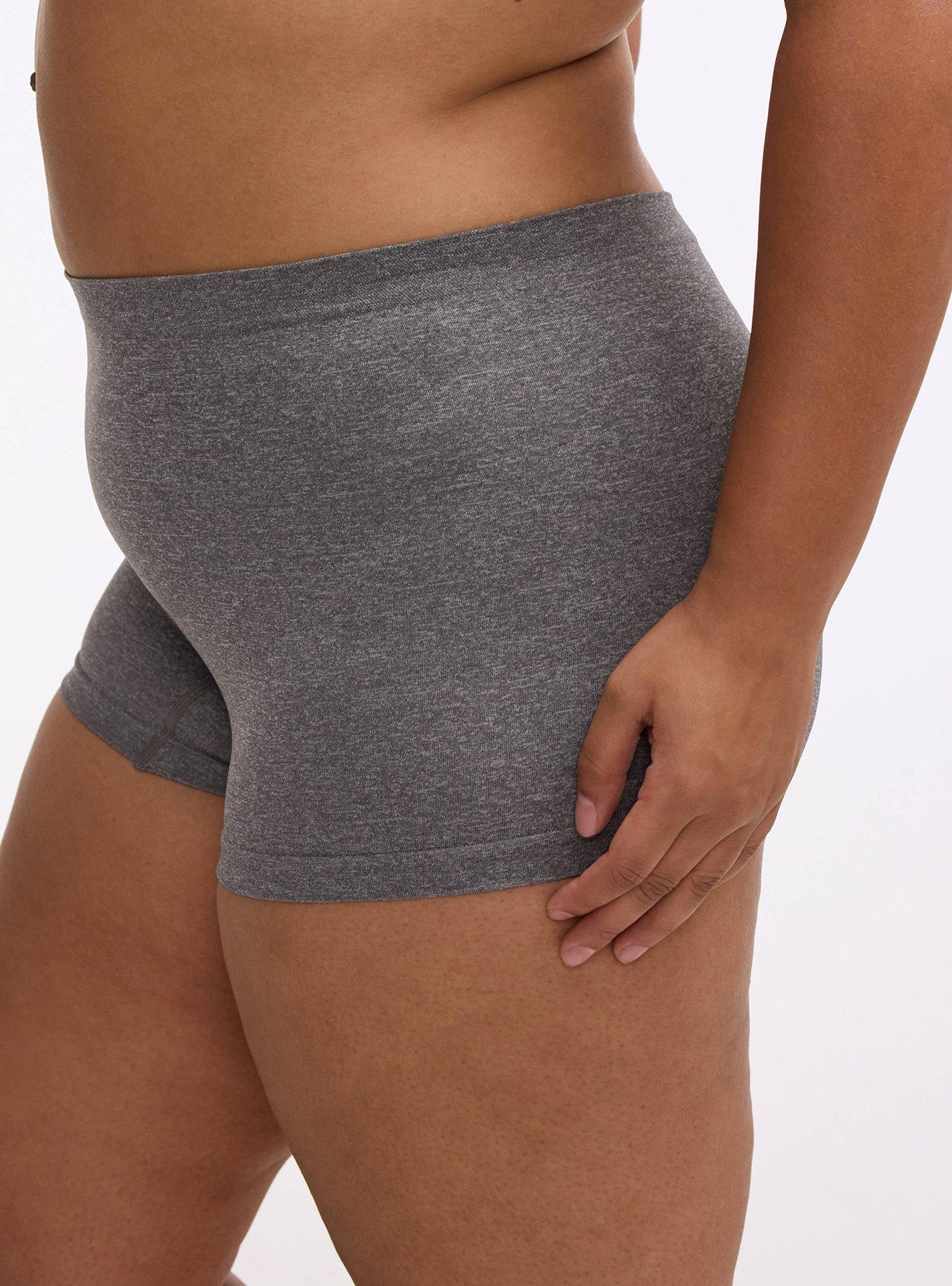 Plus Size Seamless Smooth Heather Mid-Rise Boyshort Panty, SEAMLESS HEATHER GREY, alternate