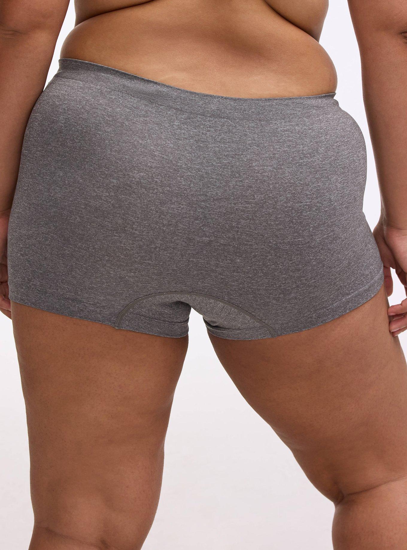 Plus Size Seamless Smooth Heather Mid-Rise Boyshort Panty, SEAMLESS HEATHER GREY, alternate