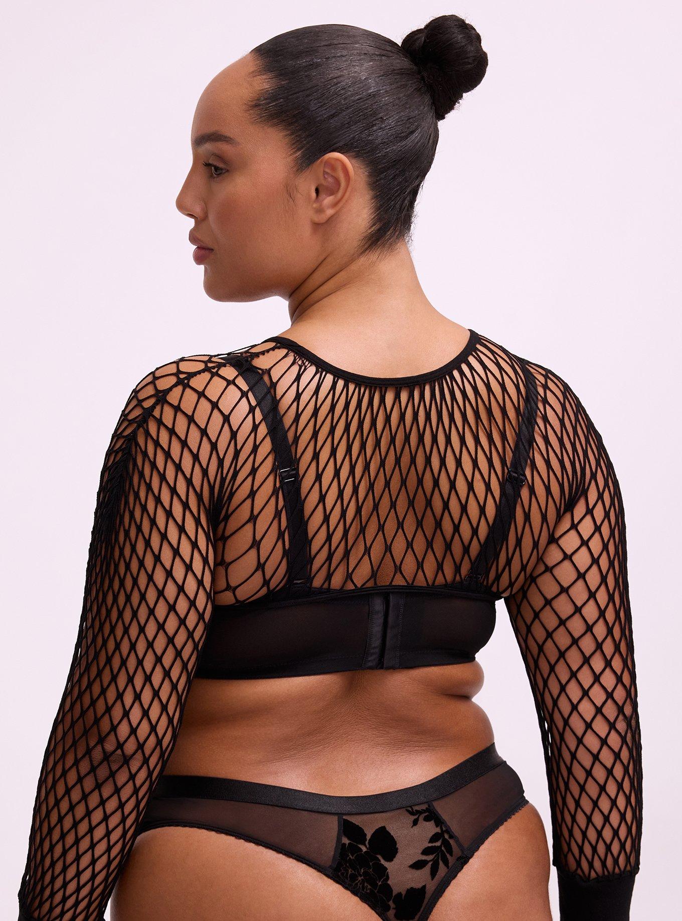 Nightfall Open Net Long Sleeve Shrug, RICH BLACK, alternate