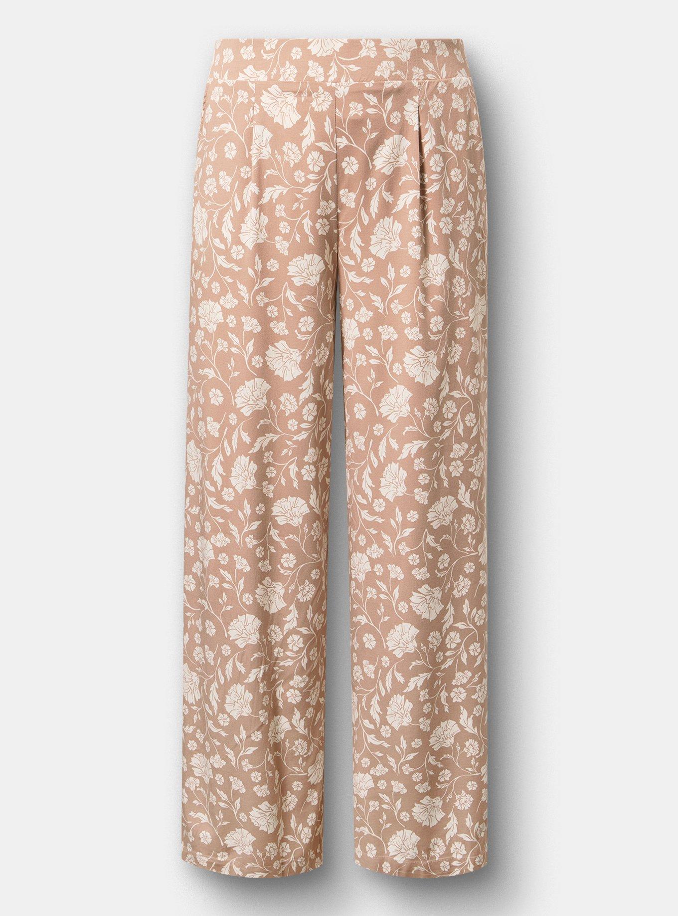 High-Rise Wide-Leg Stretch Challis Pant, MOBY FLORALS ALMONDINE, flat