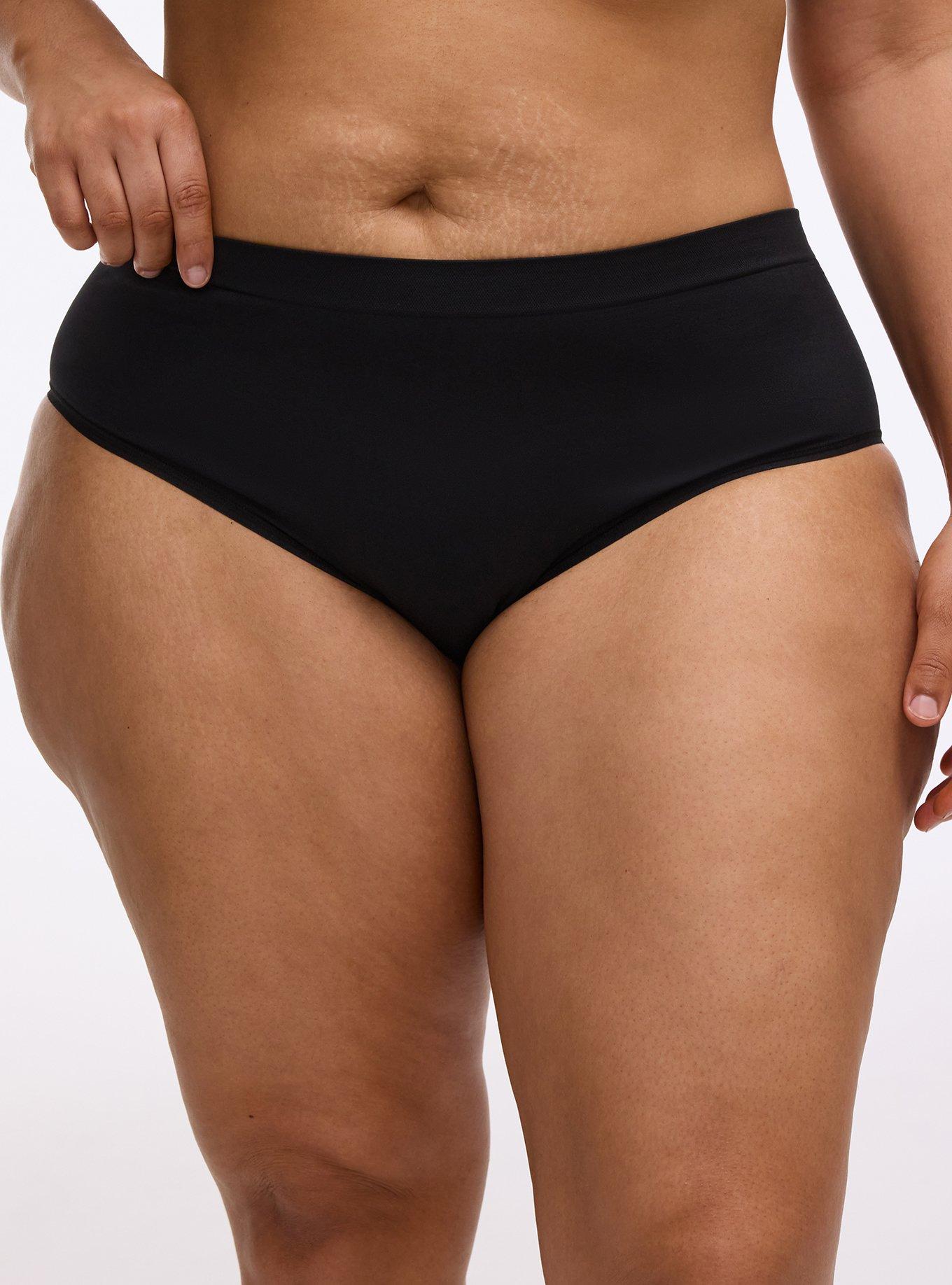 Plus Size Seamless Smooth Mid-Rise Hipster Panty, RICH BLACK, hi-res