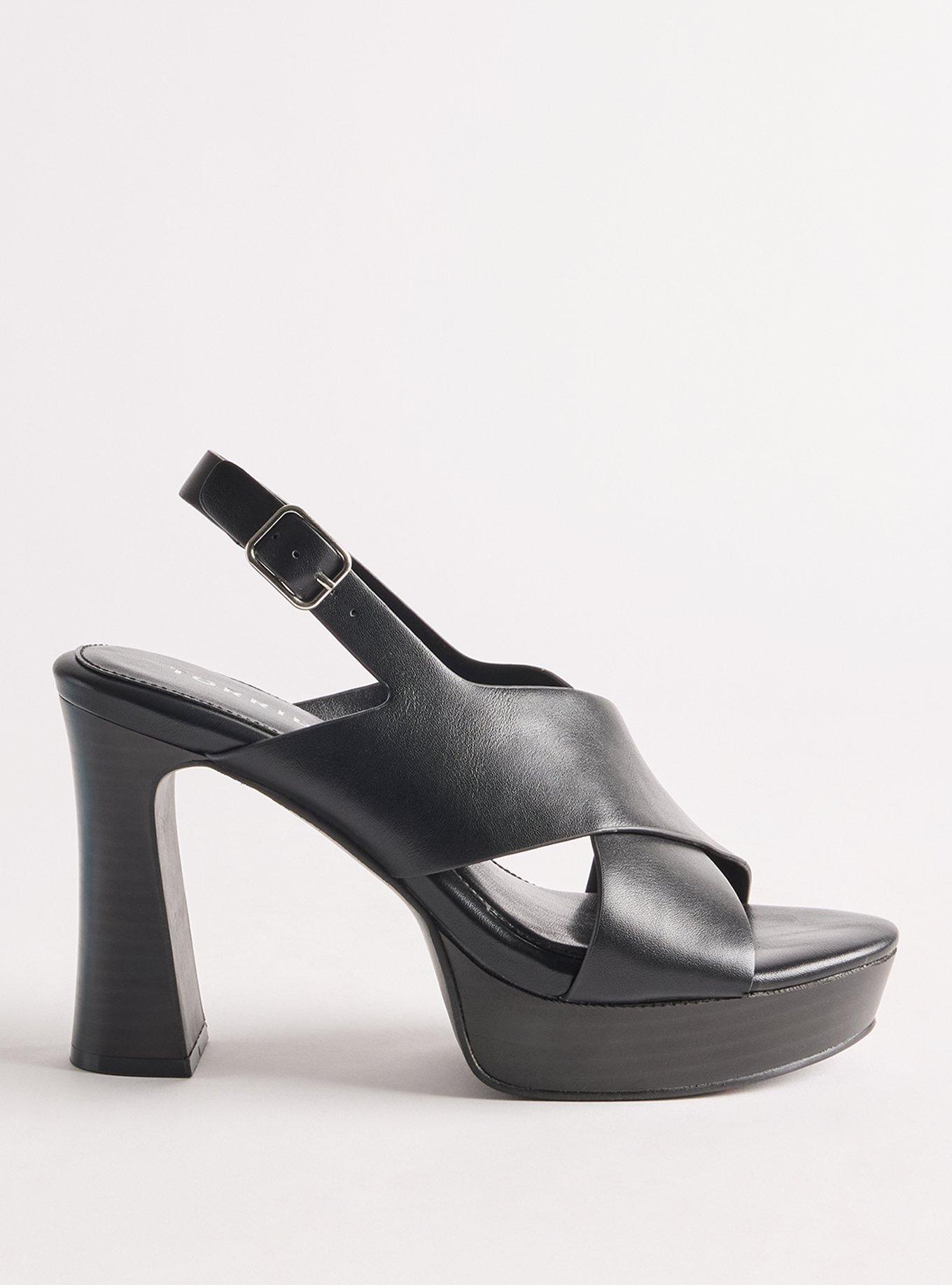 Plus Size Criss-Cross Faux Wood Heel (WW), BLACK, alternate
