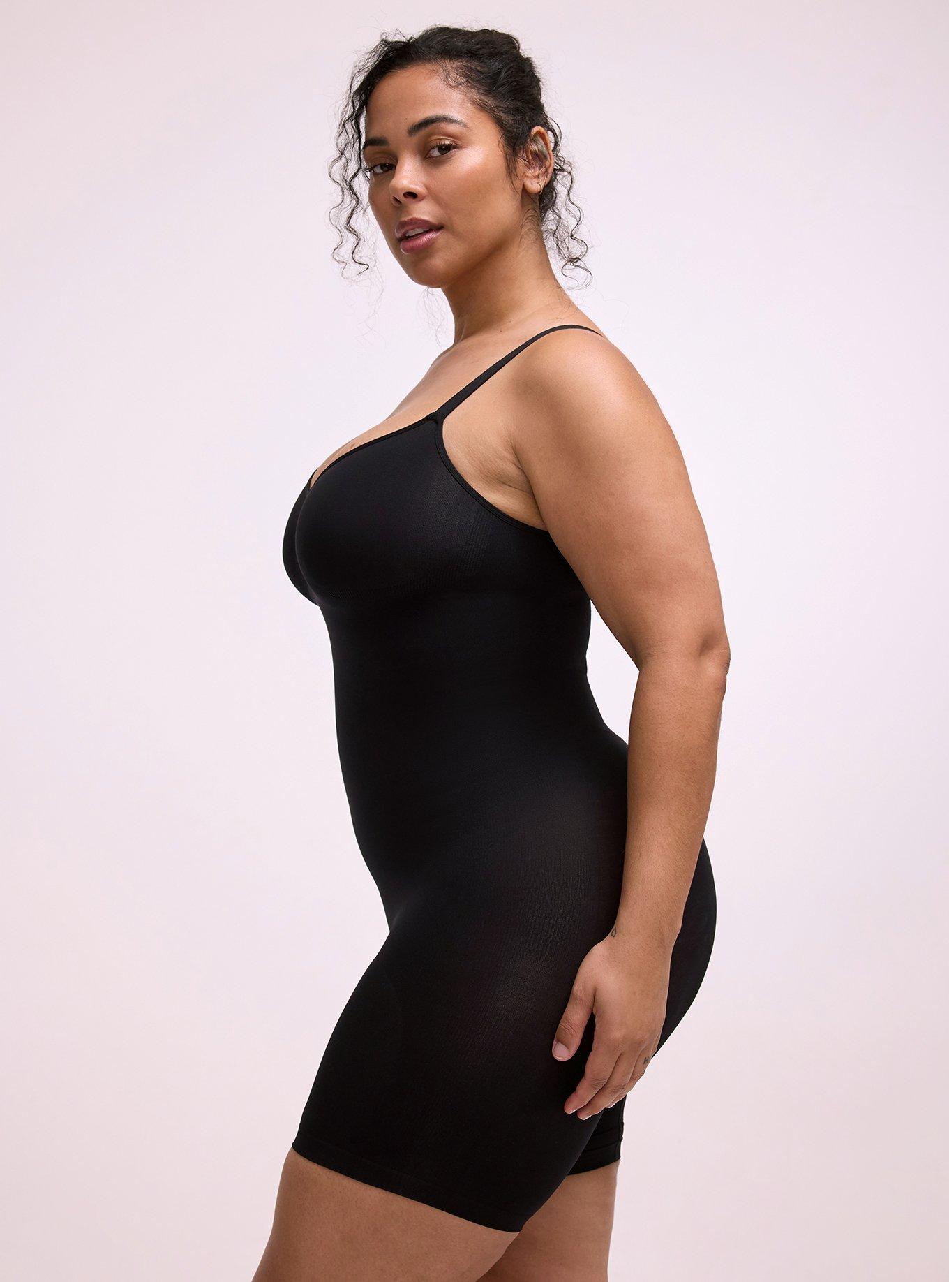 Plus Size Level 2 Shaping Seamless Mid-Thigh Bodysuit, RICH BLACK, alternate