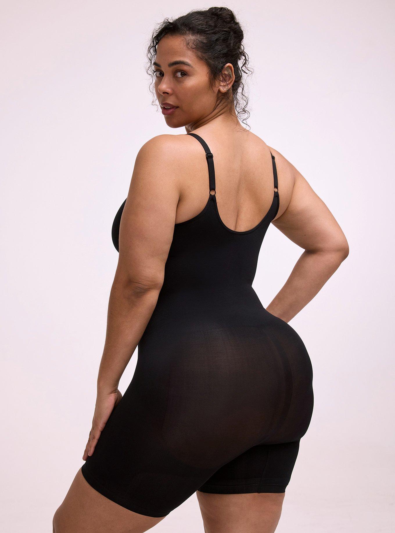 Plus Size Level 2 Shaping Seamless Mid-Thigh Bodysuit, RICH BLACK, alternate