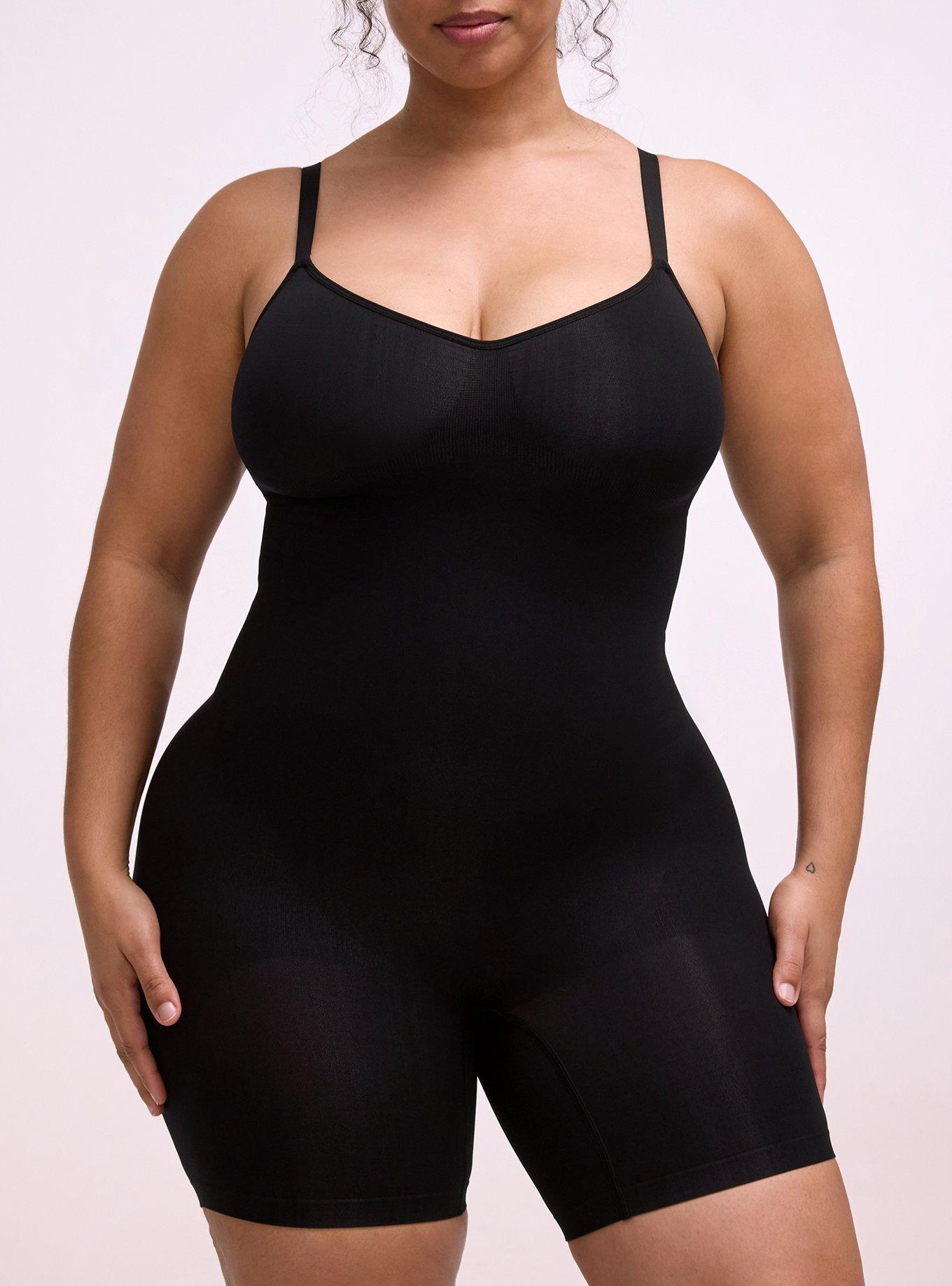 Plus Size Level 2 Shaping Seamless Mid-Thigh Bodysuit, RICH BLACK, alternate
