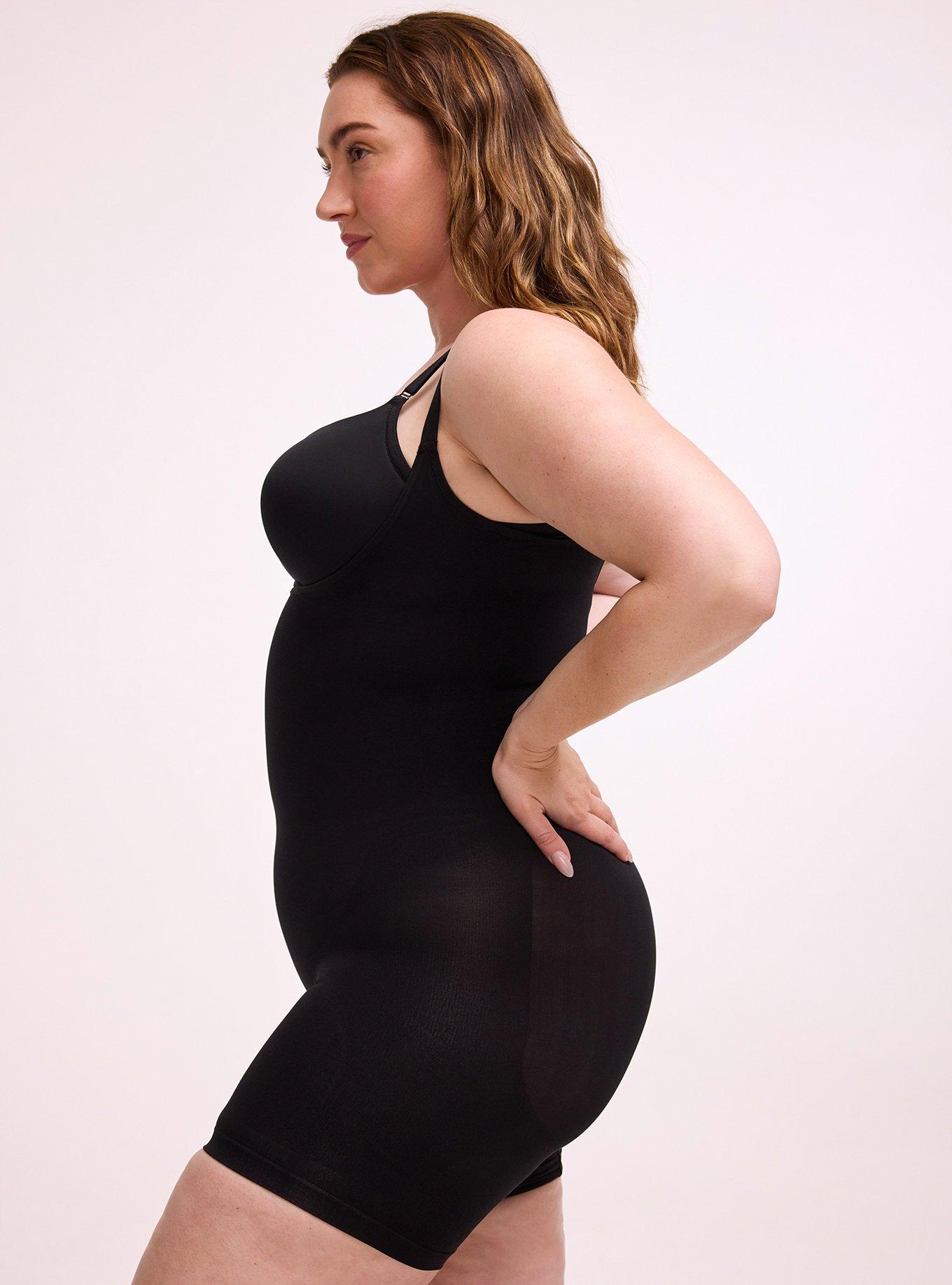 Level 2 Shaping Seamless Open Bust Mid-Thigh Bodysuit, RICH BLACK, alternate