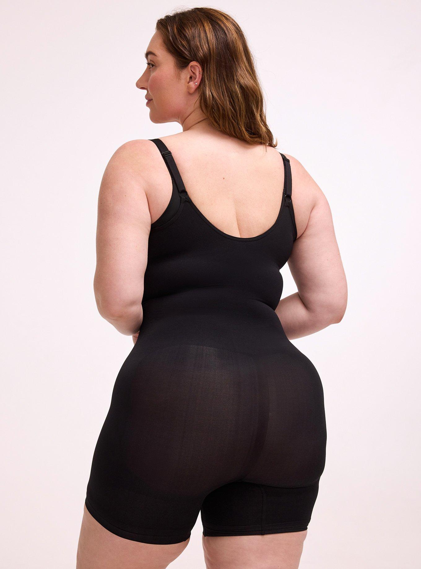 Level 2 Shaping Seamless Open Bust Mid-Thigh Bodysuit, RICH BLACK, alternate