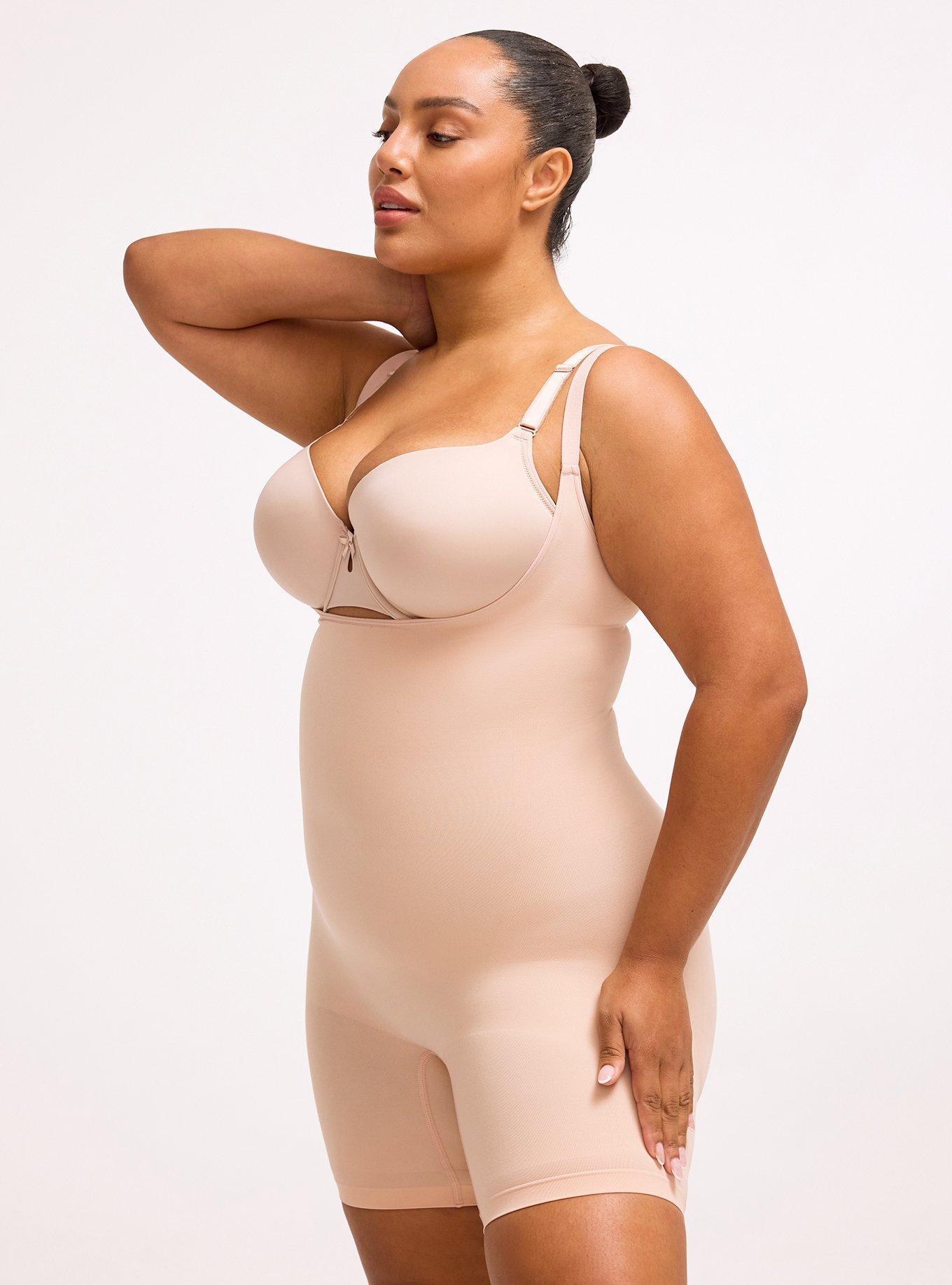Level 2 Shaping Seamless Open Bust Mid-Thigh Bodysuit, ROSE DUST, alternate