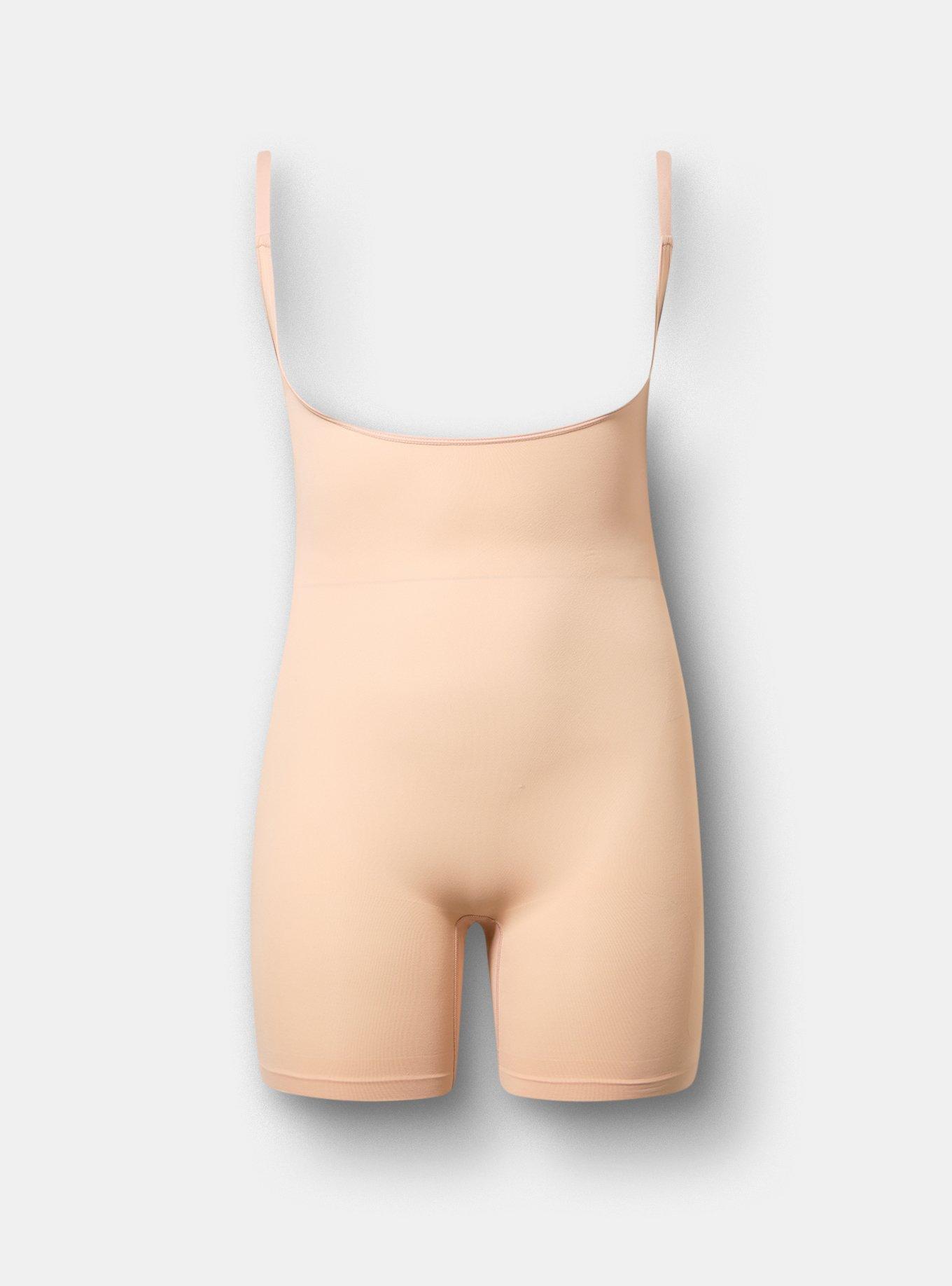 Level 2 Shaping Seamless Open Bust Mid-Thigh Bodysuit, ROSE DUST, flat