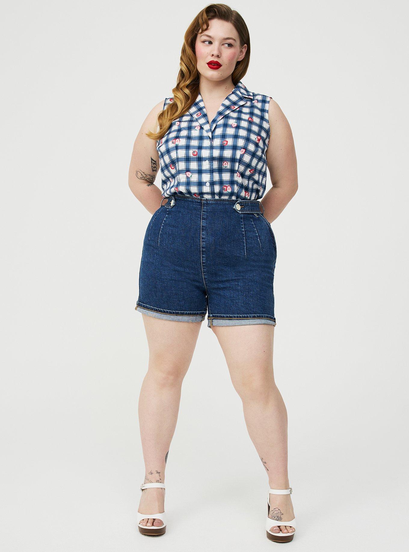 Retro Chic High Rise Denim Short, MEDIUM WASH, hi-res
