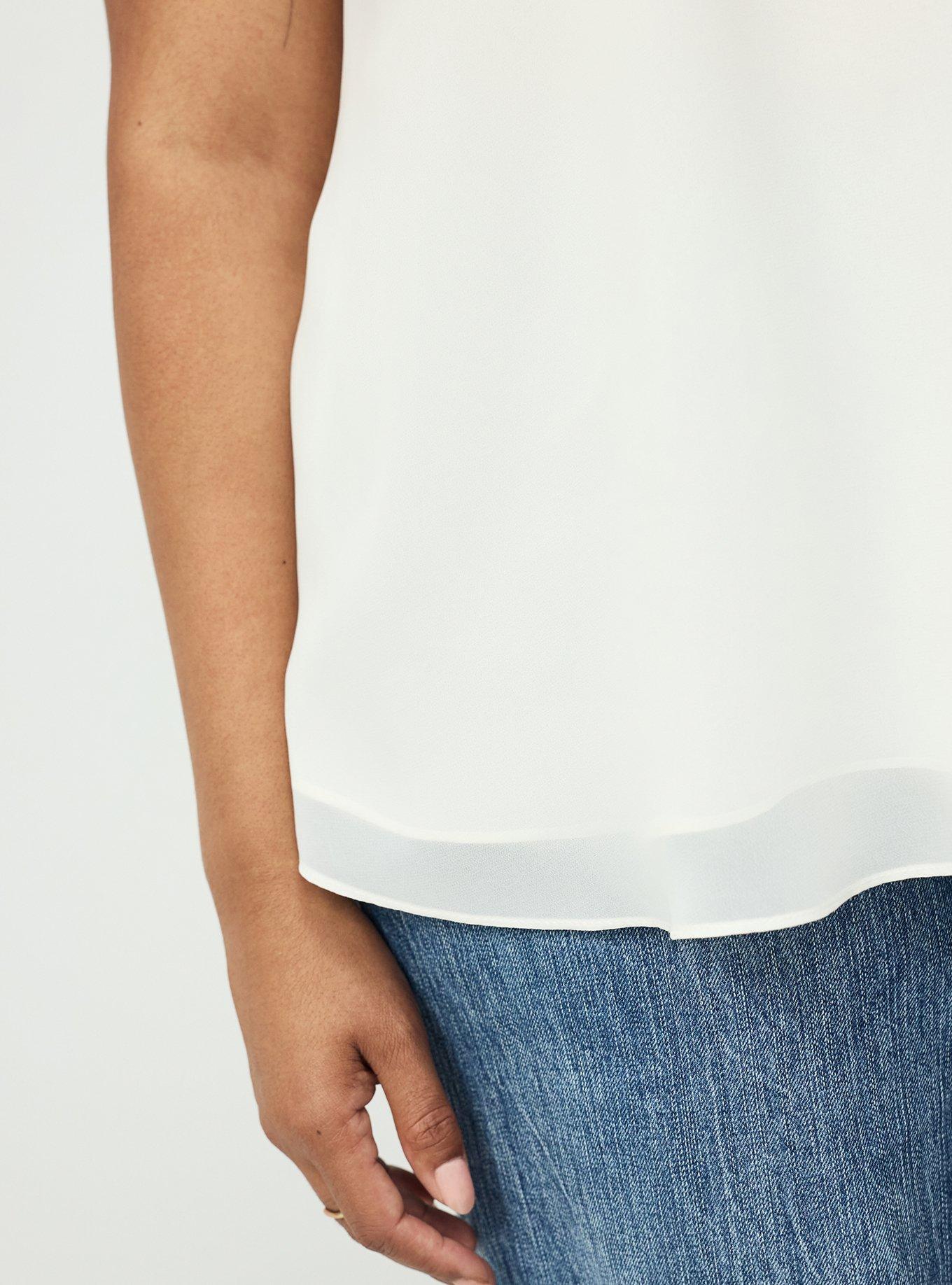 Chiffon Double Layer V-Neck Tank, WHISPER WHITE, alternate