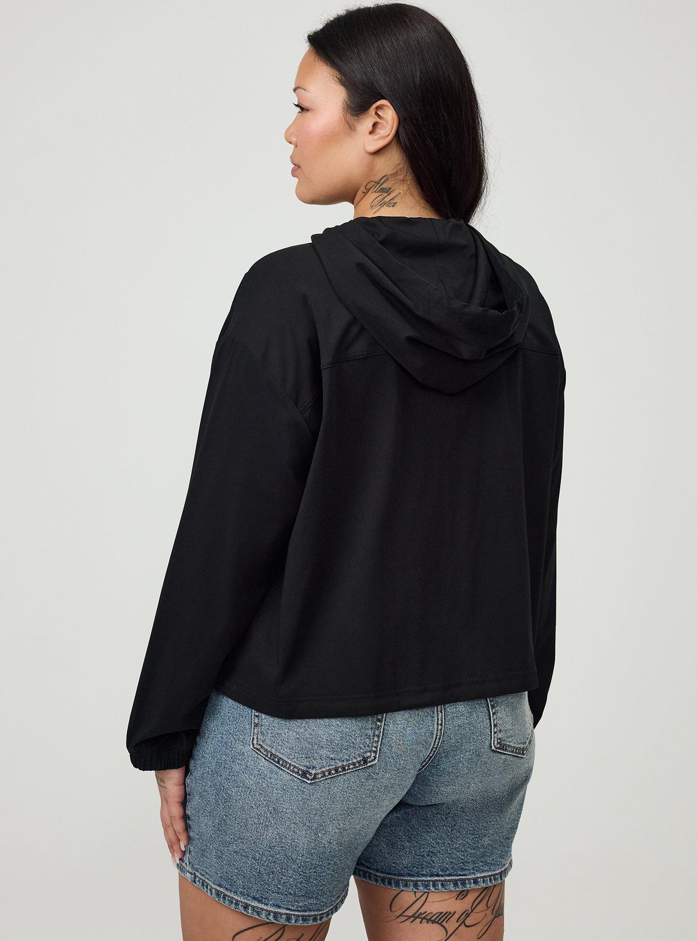 Stretch Challis Hooded Jacket, DEEP BLACK, alternate