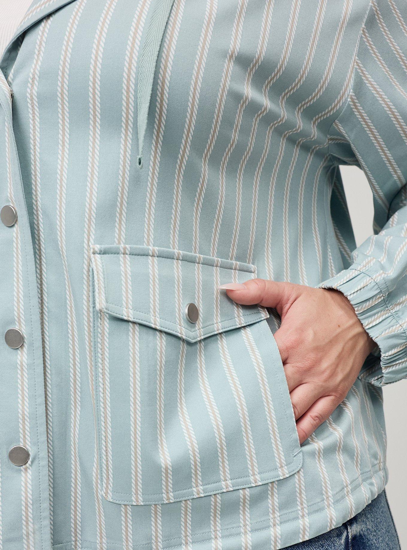 Stretch Challis Hooded Jacket, ANYONE STRIPE MINT, alternate