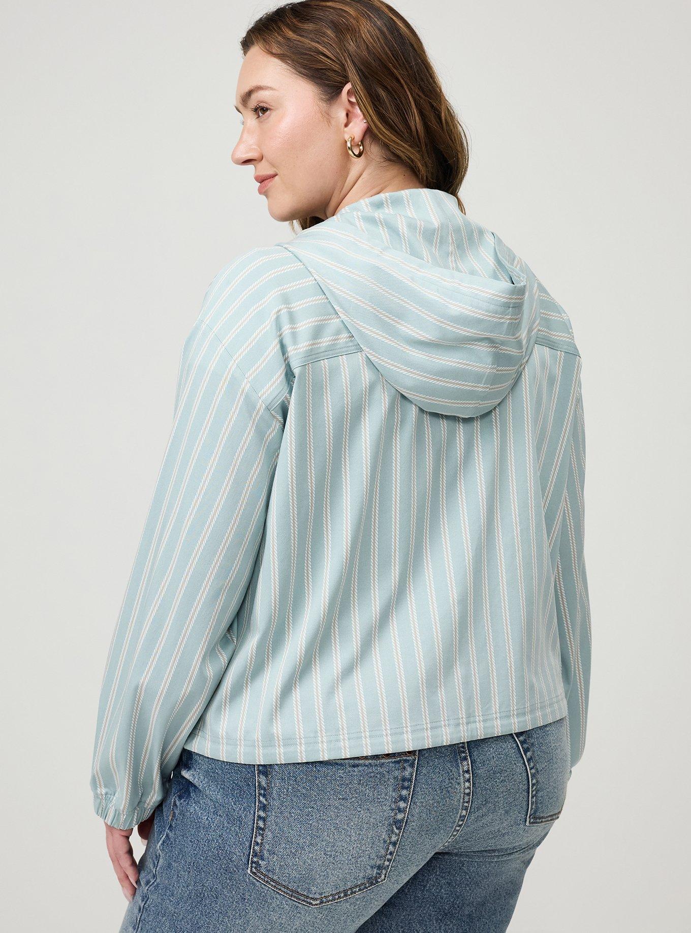 Stretch Challis Hooded Jacket, ANYONE STRIPE MINT, alternate