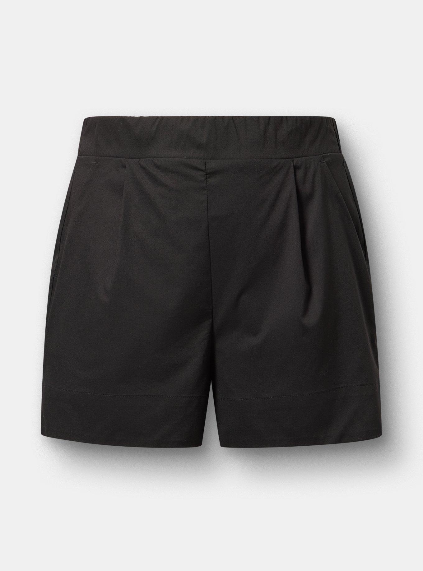 5'' Pull-On Poplin Short, DEEP BLACK, flat