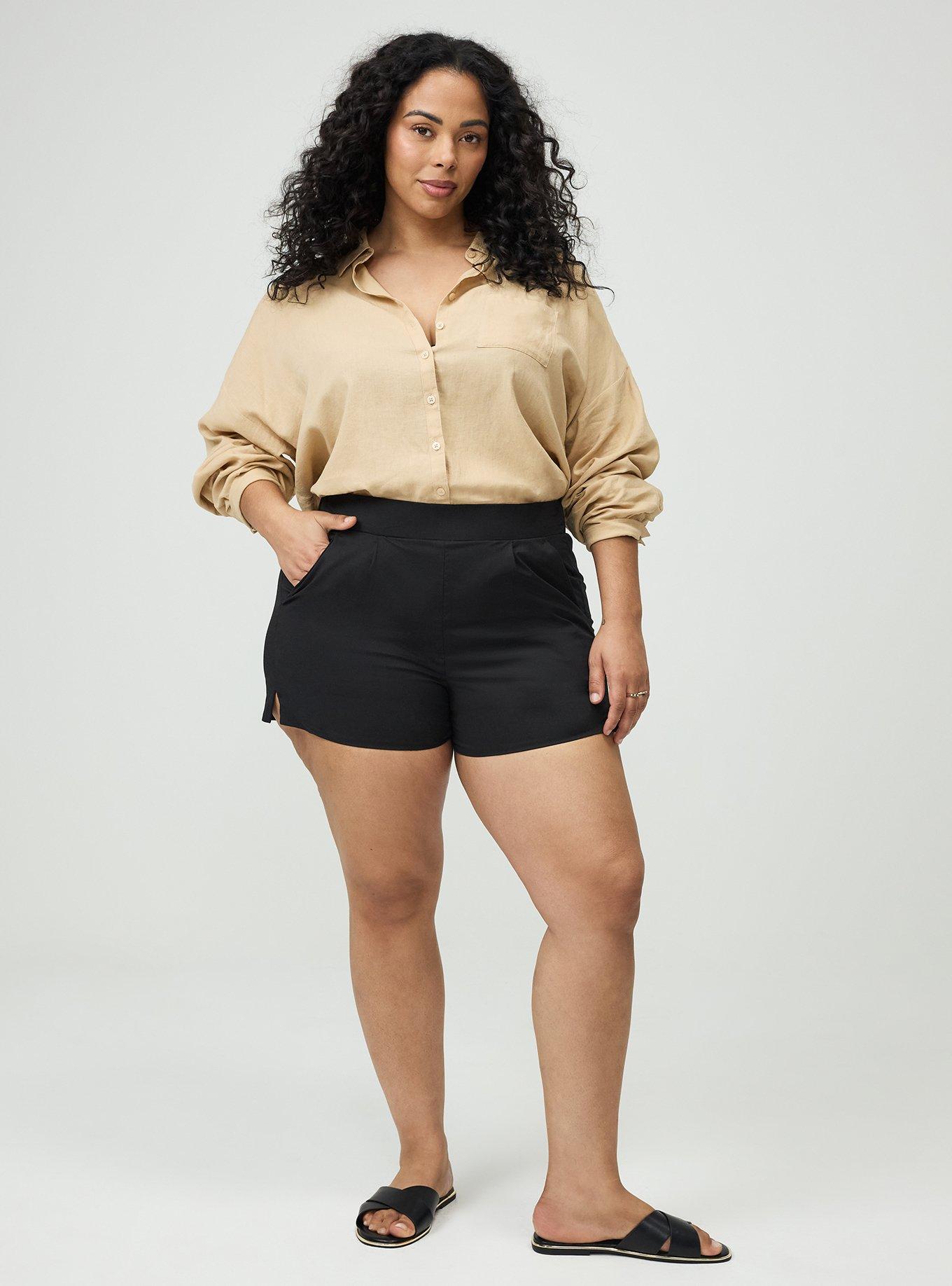 5'' Pull-On Poplin Short, DEEP BLACK, hi-res