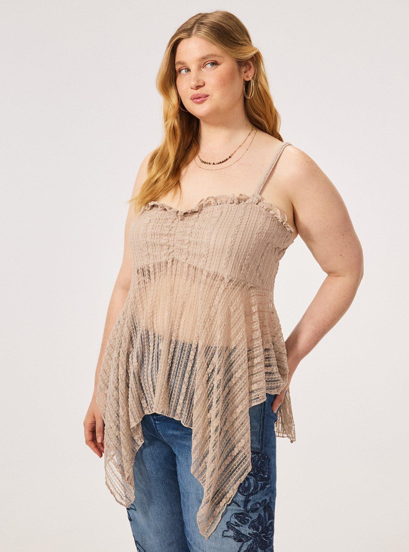 Festi Hanky Hem Lace Cami, MUSHROOM, alternate