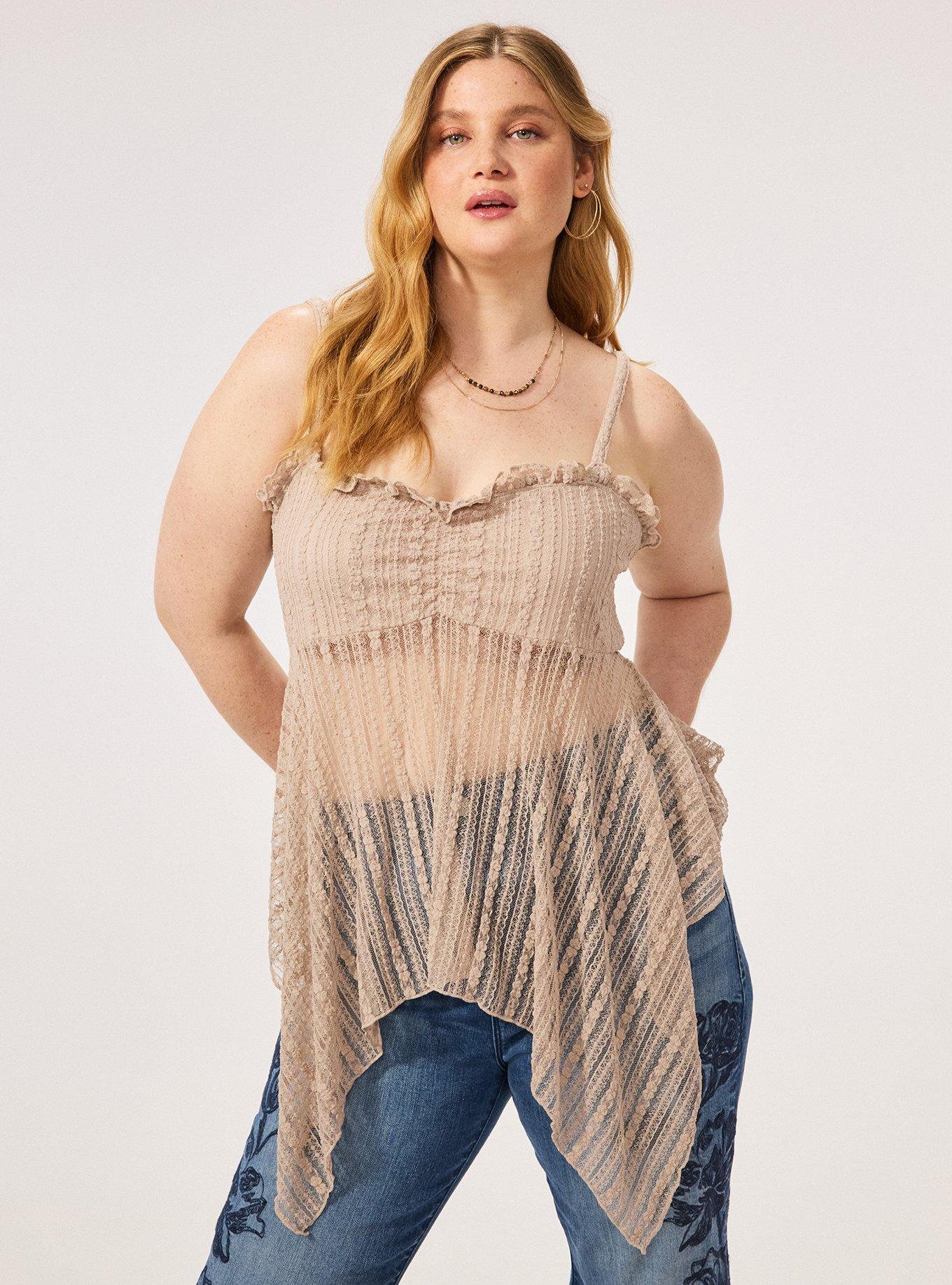 Festi Hanky Hem Lace Cami, MUSHROOM, hi-res