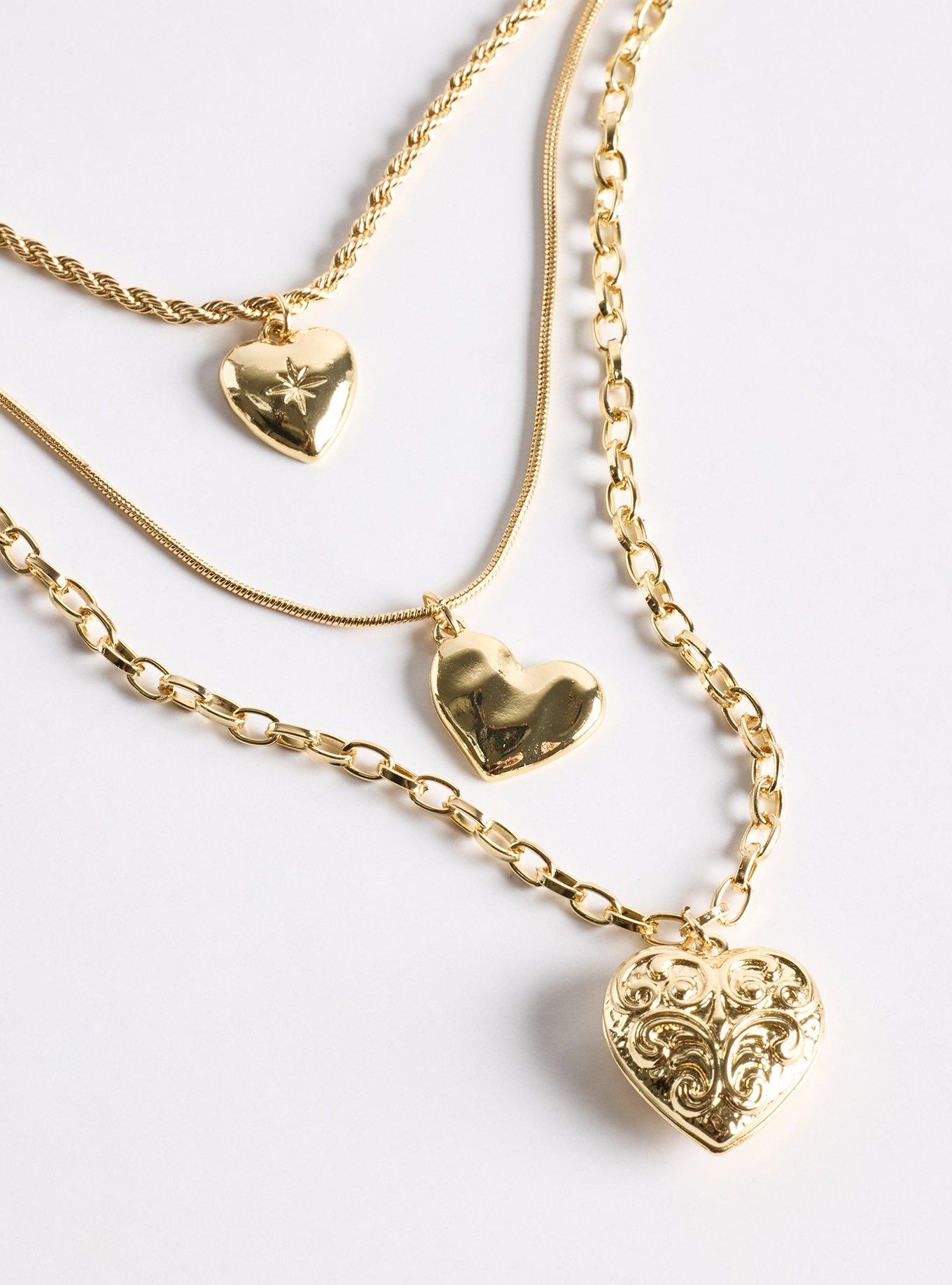 Plus Size Heart Layered Necklace, , alternate